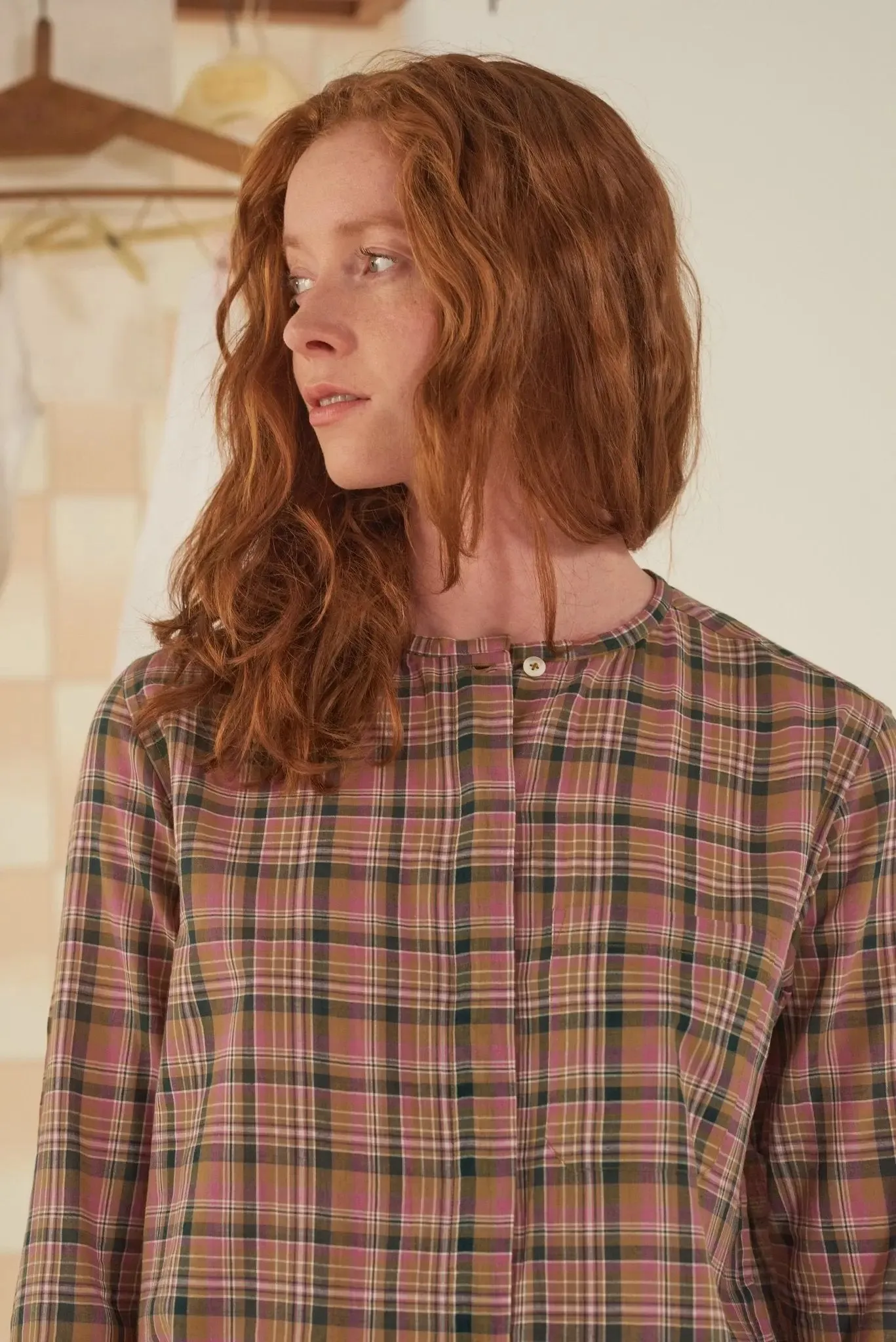 Chemise Lucia N°706 Checks Chenai Nut sold by Moismont product image thumbnail 3