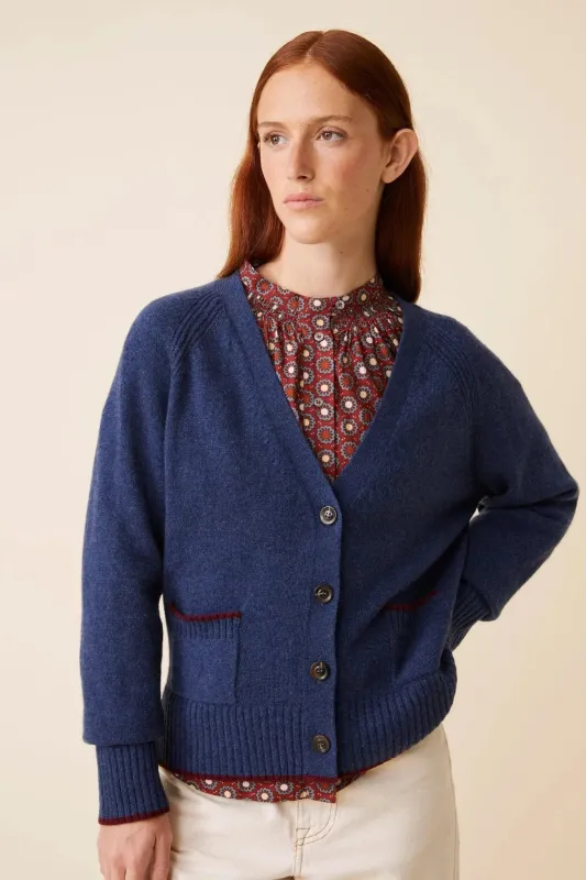 Cardigan Louison N°202 Denim Blue made by Moismont