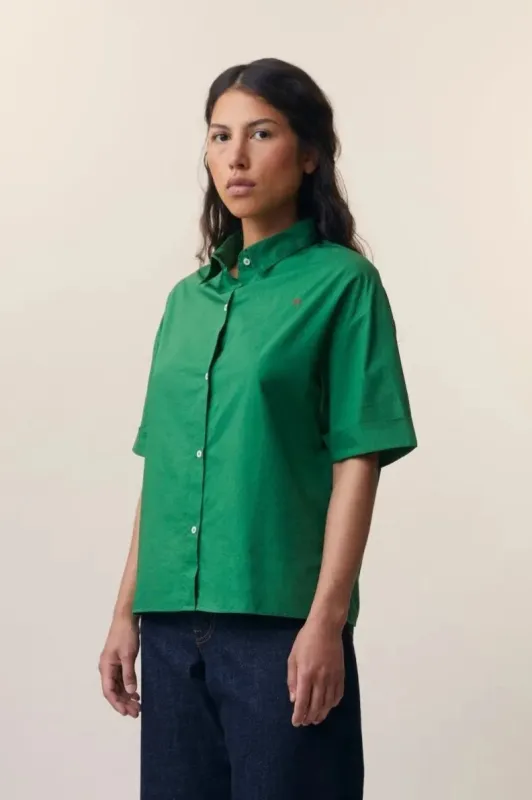 Chemise Edith N°776 Poplin Bottle Green made by Moismont