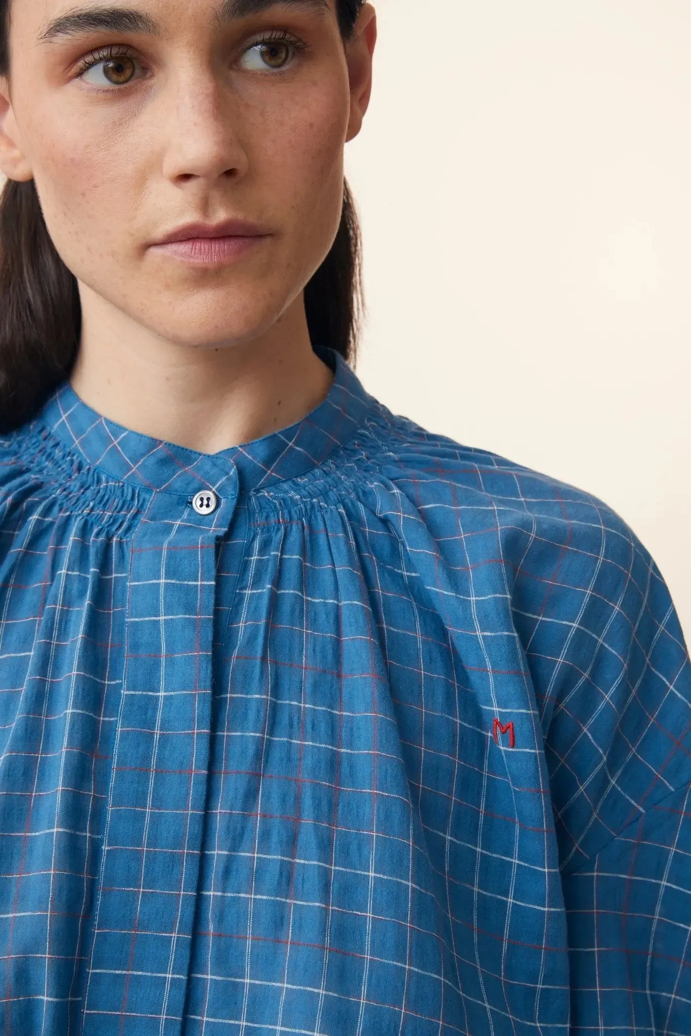 Chemise Viviane N°732 Griotte Blue Worker sold by Moismont product image thumbnail 3