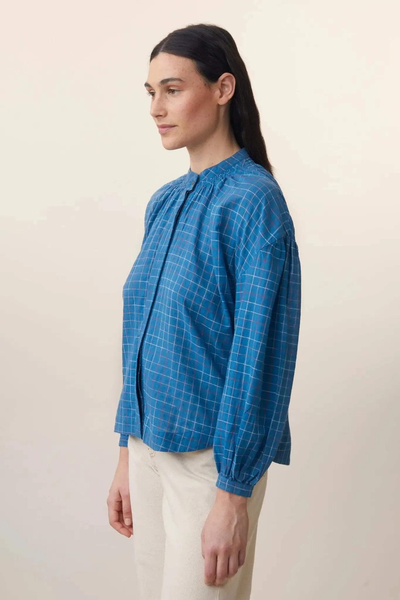 Chemise Viviane N°732 Griotte Blue Worker sold by Moismont