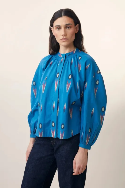 Chemise Viviane N°732 Ikat Blue made by Moismont