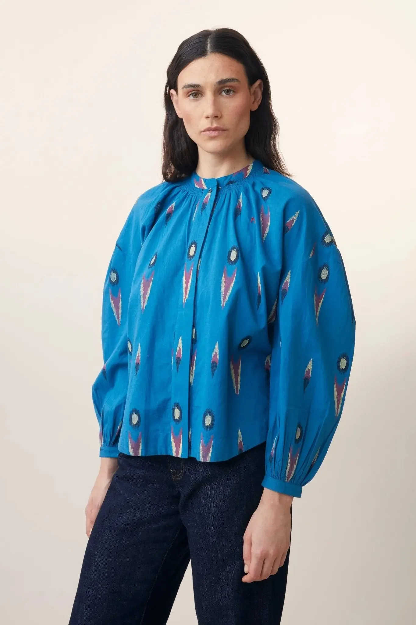 Chemise Viviane N°732 Ikat Blue sold by Moismont