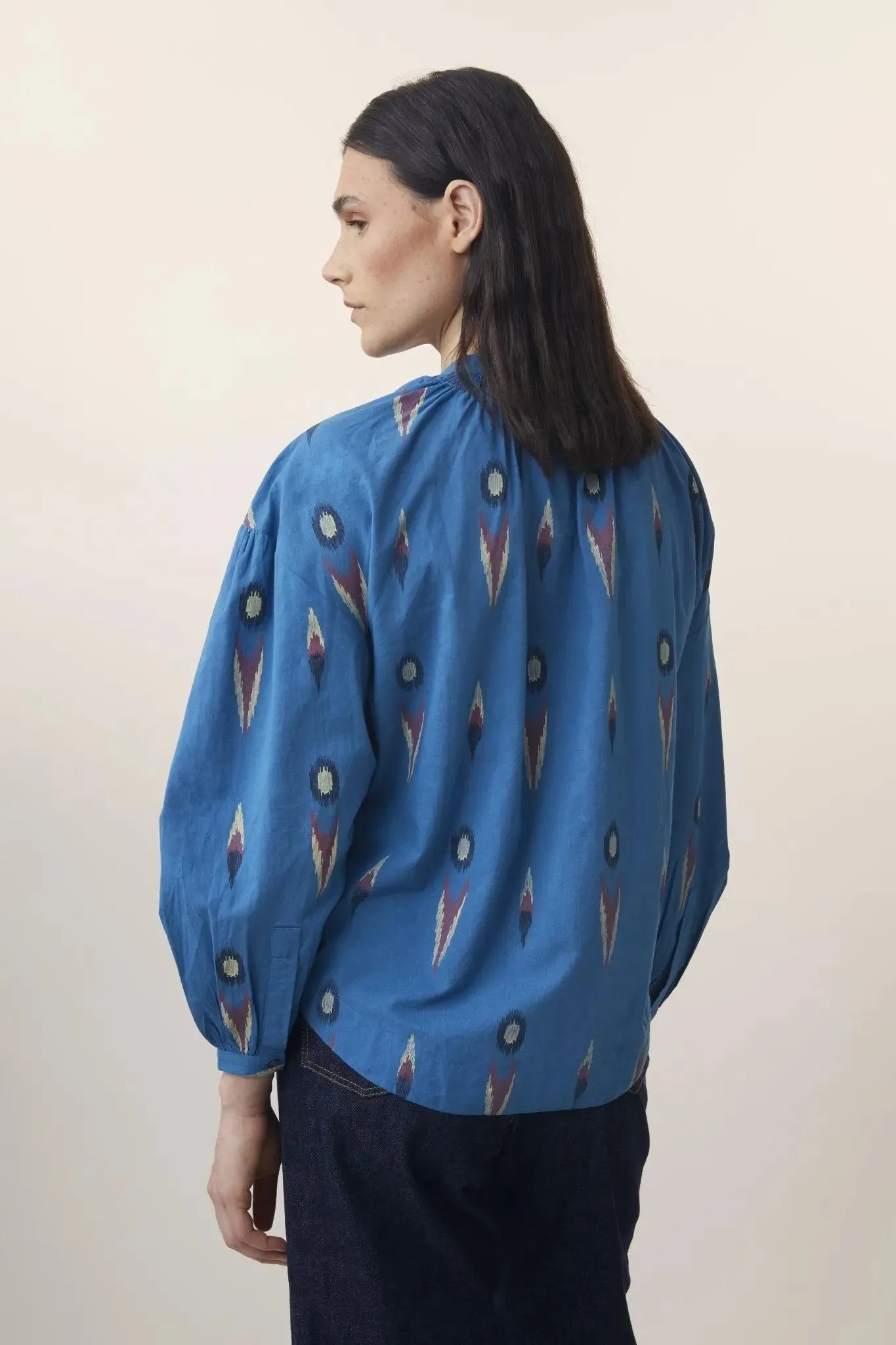 Chemise Viviane N°732 Ikat Blue sold by Moismont product image thumbnail 3