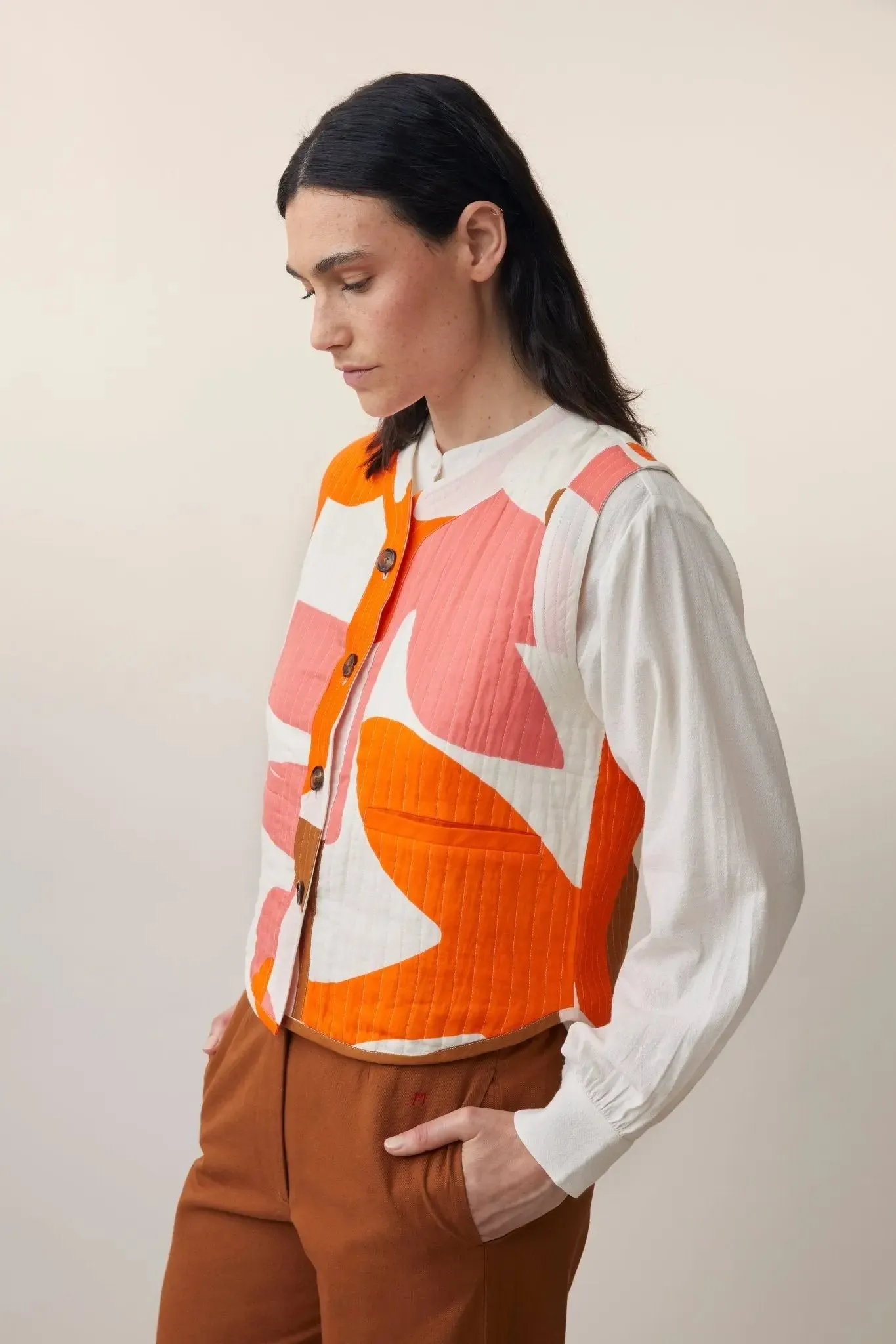 Gilet Paula N°742 Tourterelle Pop Pink sold by Moismont