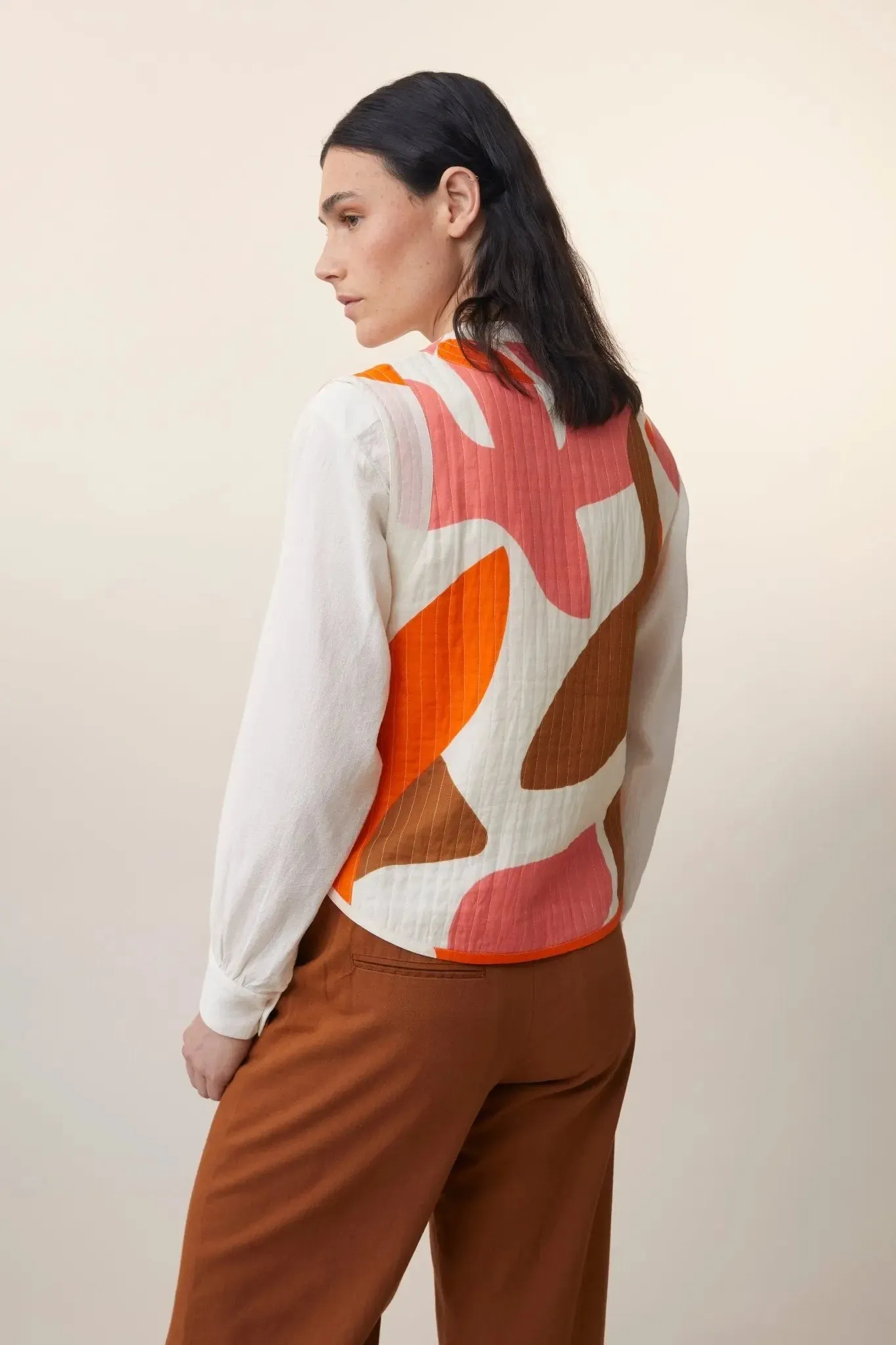 Gilet Paula N°742 Tourterelle Pop Pink sold by Moismont product image thumbnail 4