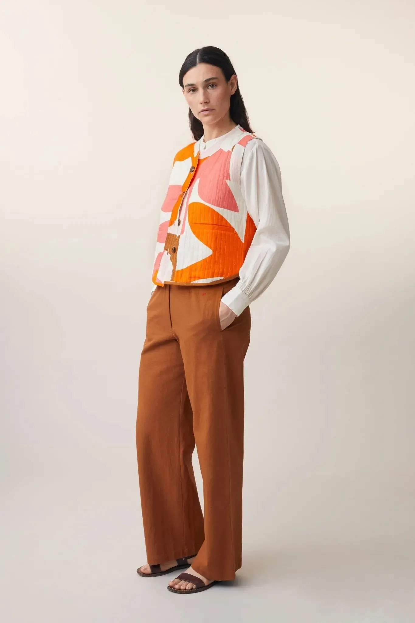 Gilet Paula N°742 Tourterelle Pop Pink sold by Moismont product image thumbnail 2