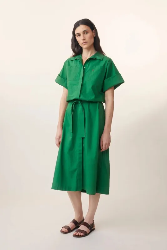 Robe Madelon N°780 Poplin Bottle Green made by Moismont