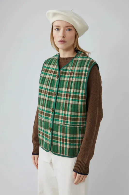 Gilet Ava N°813 Checks Oxford Green sold by Moismont