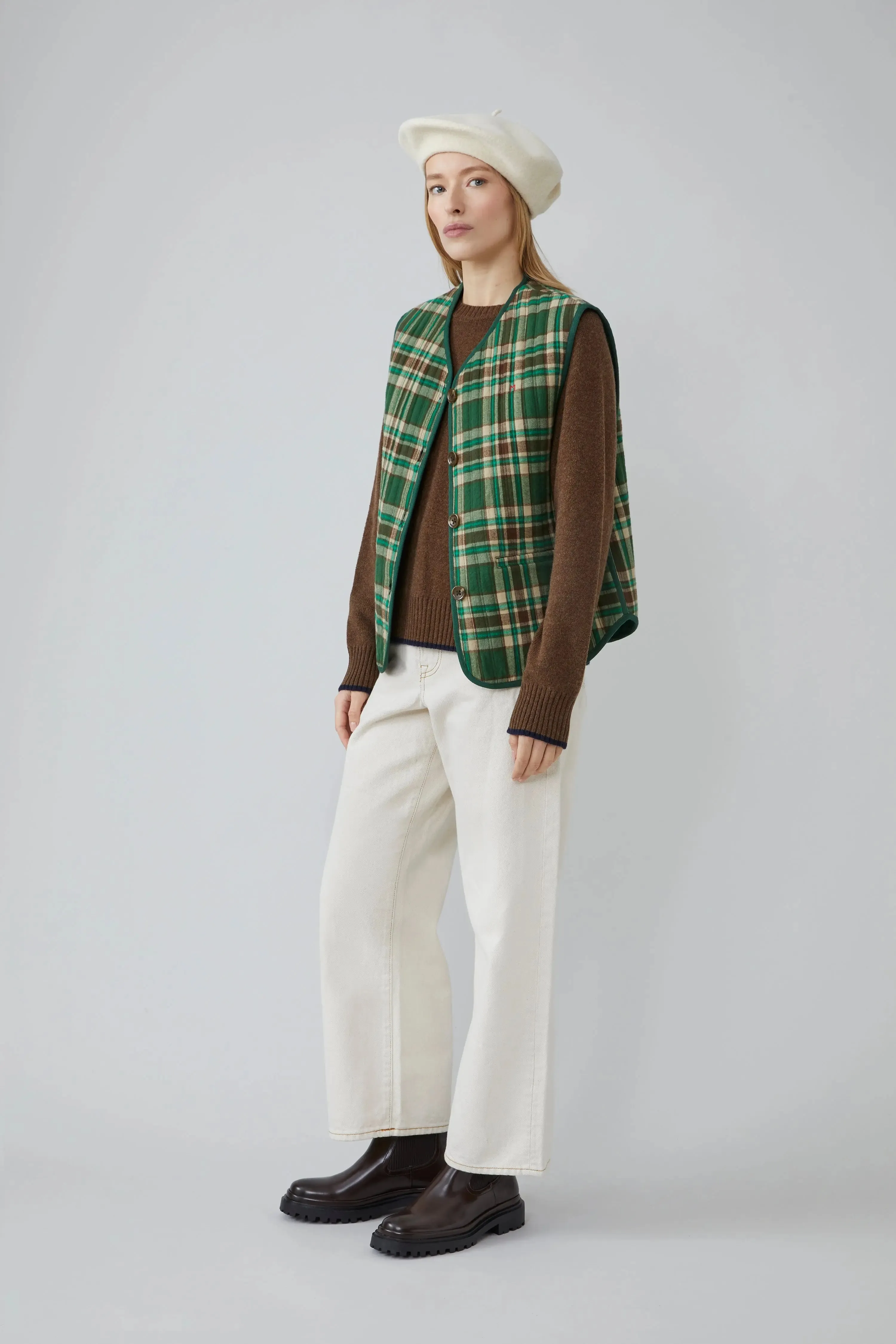 Gilet Ava N°813 Checks Oxford Green sold by Moismont product image thumbnail 3