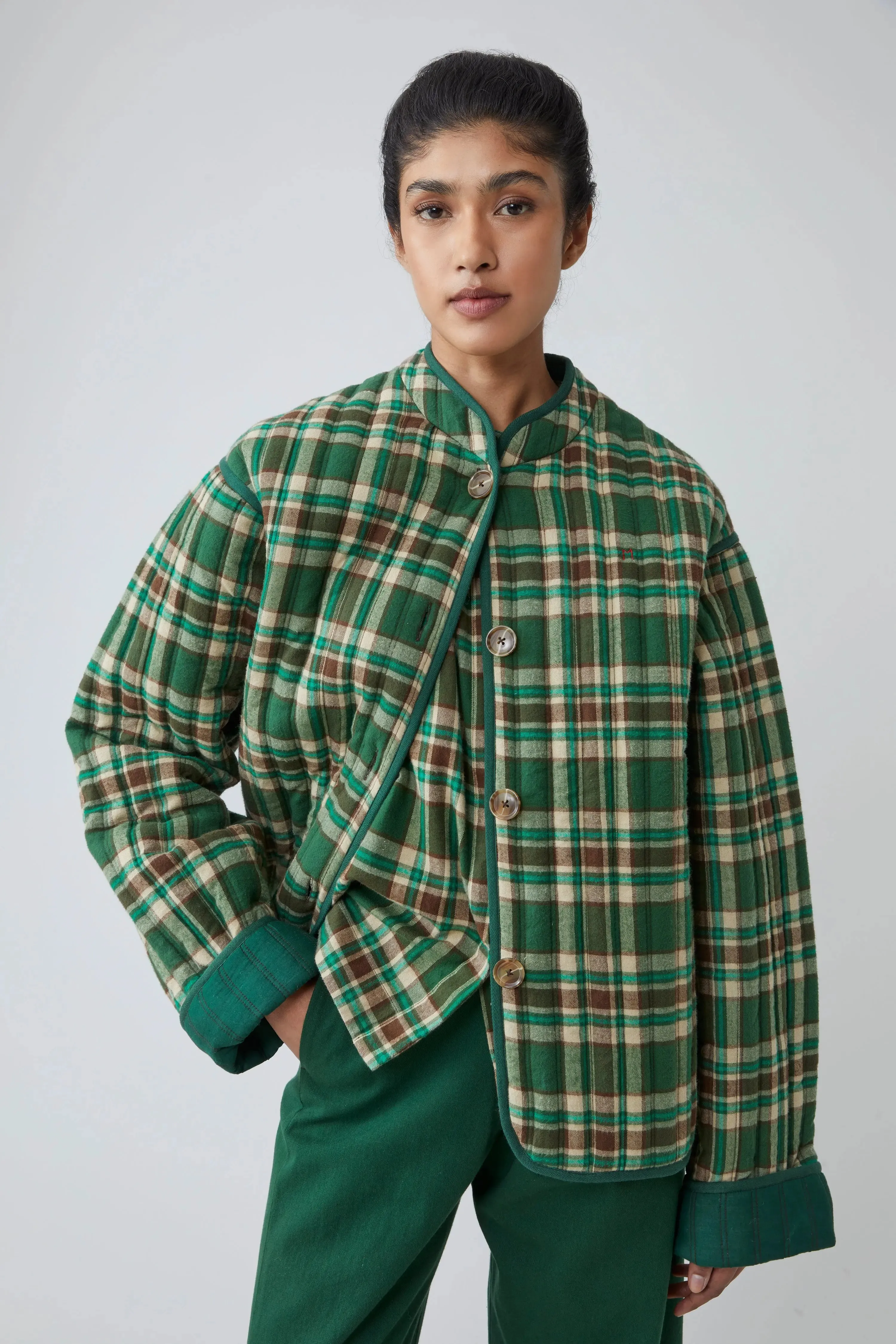 Veste Marilyn N°814 Checks Oxford Green sold by Moismont