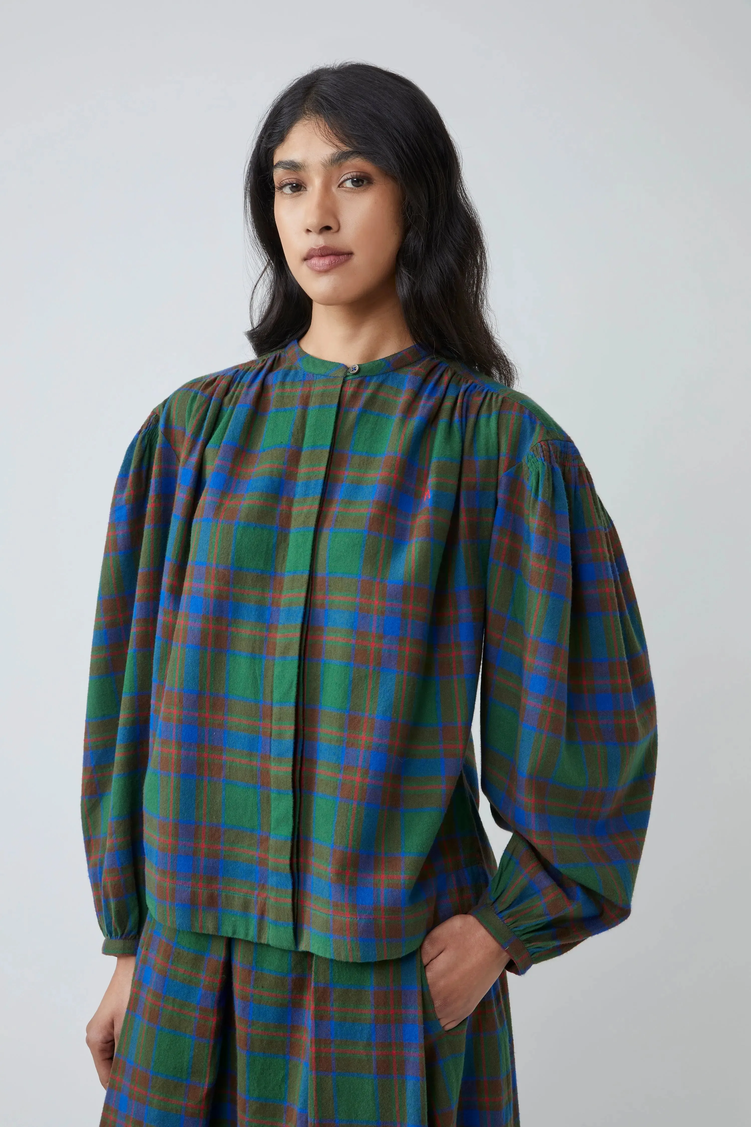 Blouse Emma N°809 Checks Royal Blue sold by Moismont