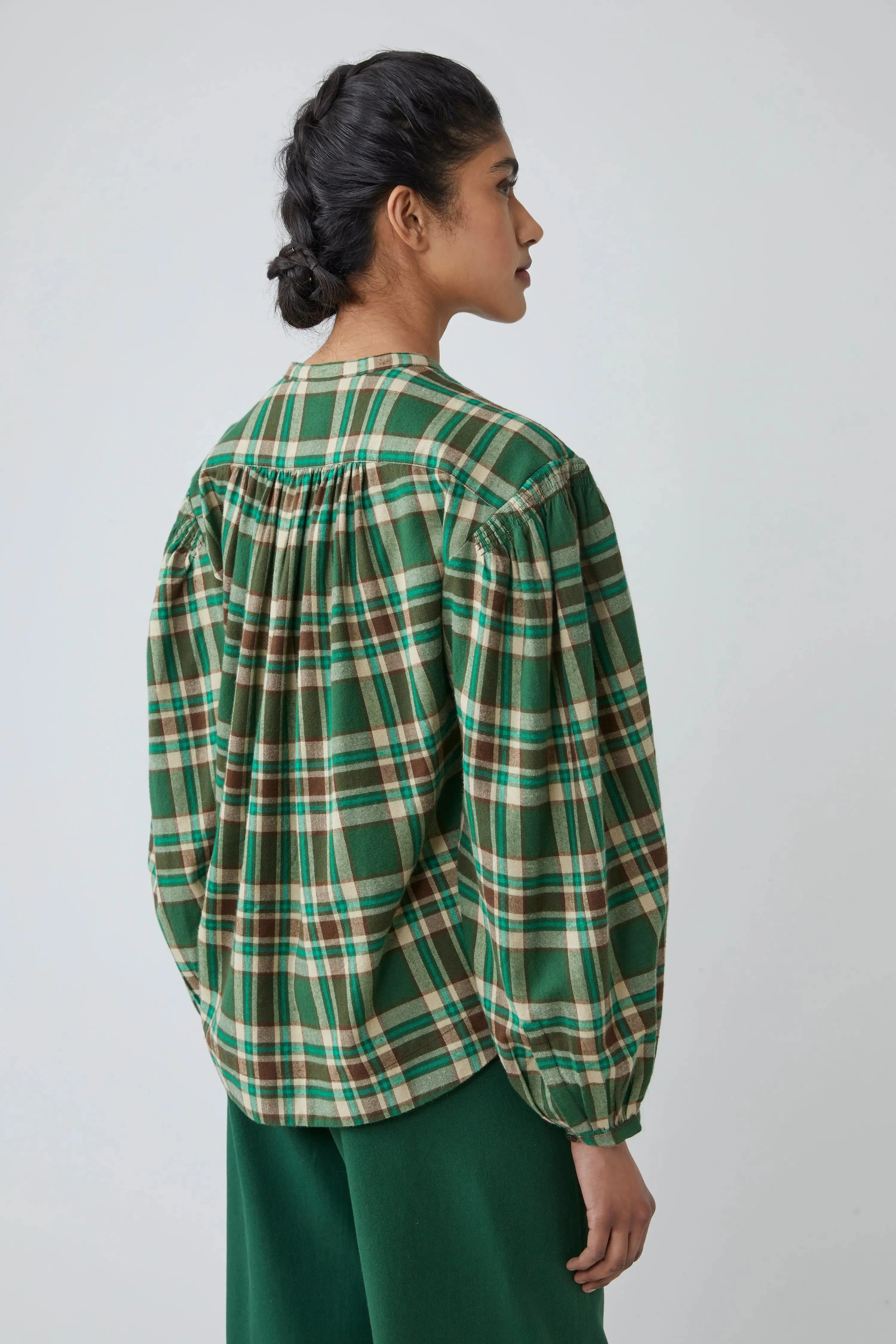 Blouse Emma N°809 Checks Oxford Green sold by Moismont product image thumbnail 4