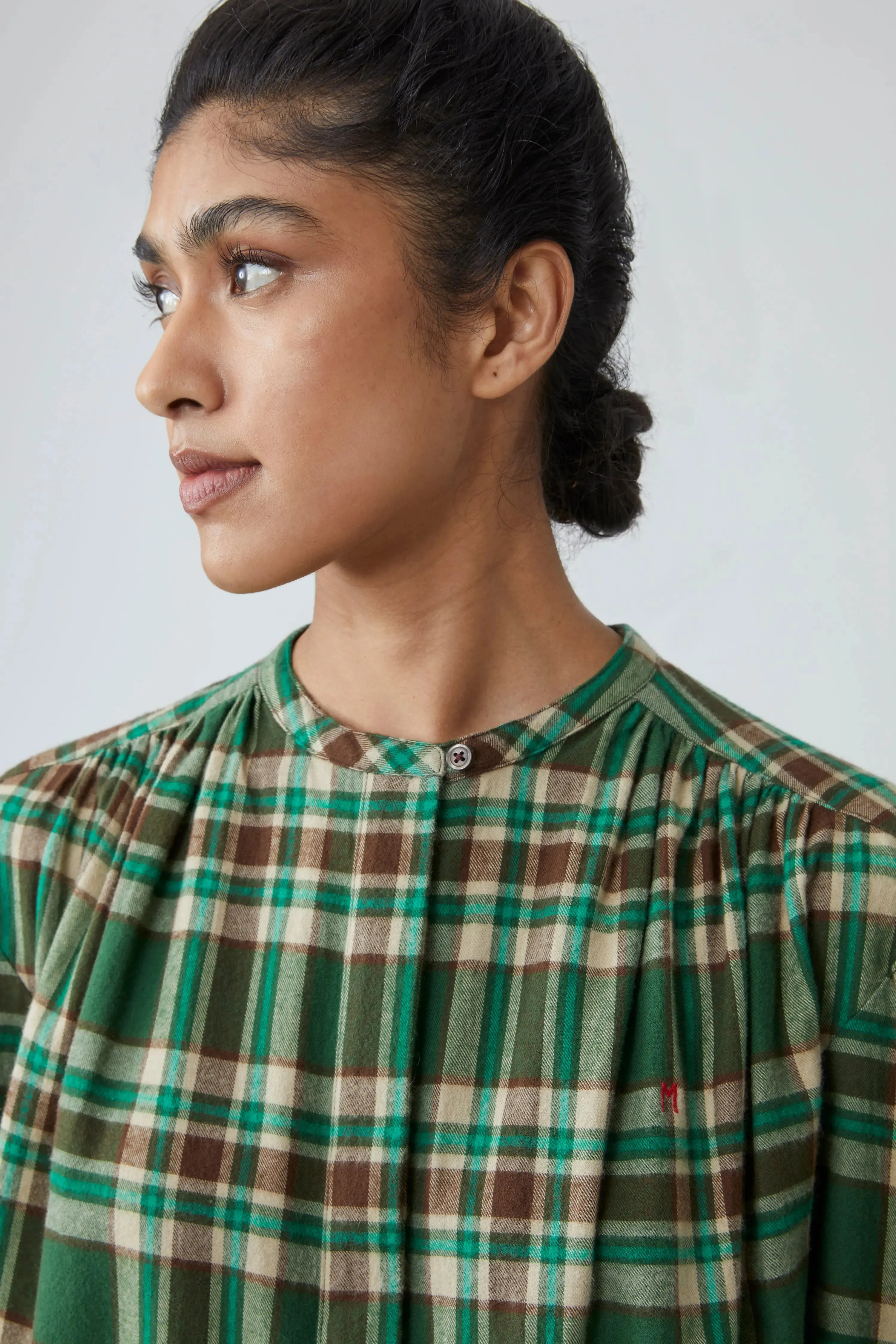 Blouse Emma N°809 Checks Oxford Green sold by Moismont product image thumbnail 3