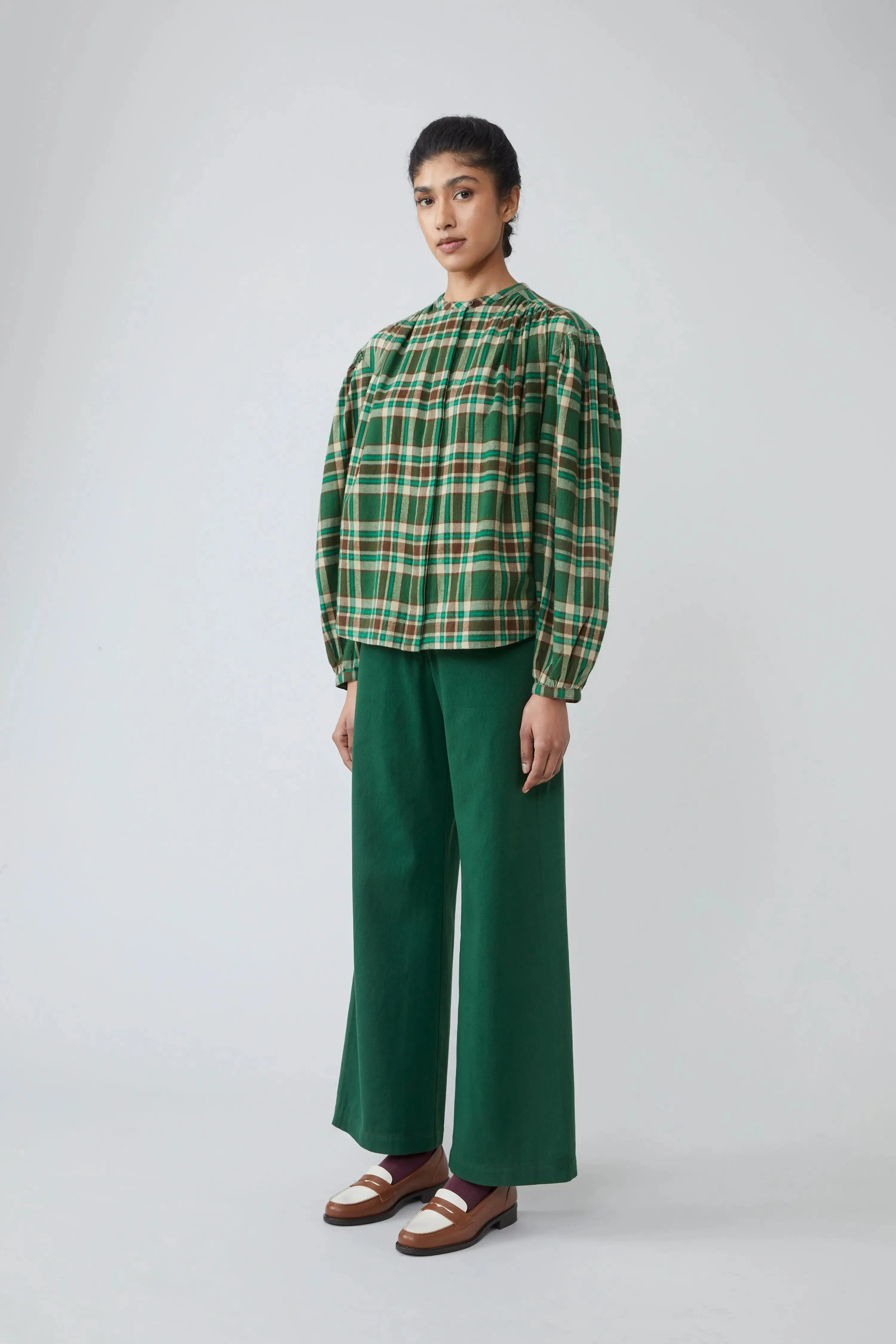 Blouse Emma N°809 Checks Oxford Green sold by Moismont product image thumbnail 2