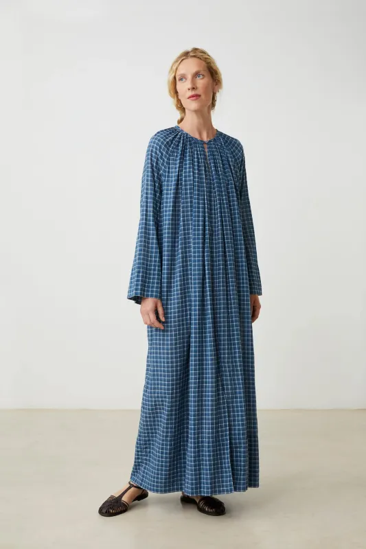 Robe Victoria N°781 Messager Checks Indigo made by Moismont