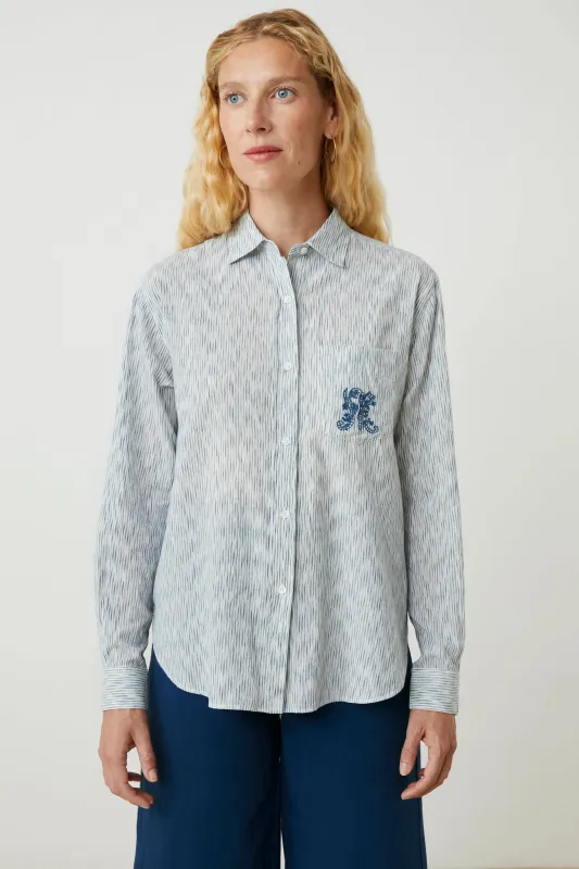 Chemise Michelle N°829 Scribe Stripes Indigo made by Moismont