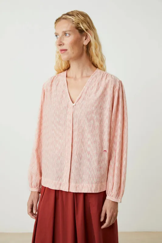 Blouse Emma N°809 Scribe Stripes Jasper made by Moismont