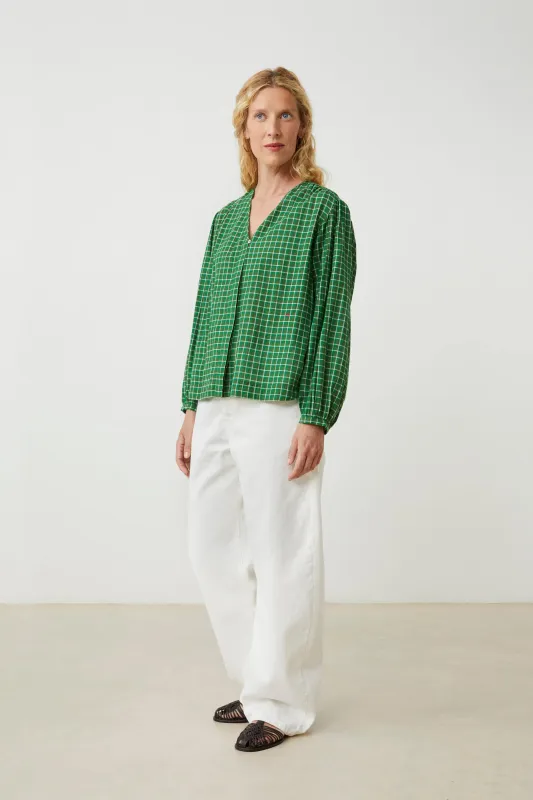 Blouse Emma N°809 Messager Checks Palm made by Moismont