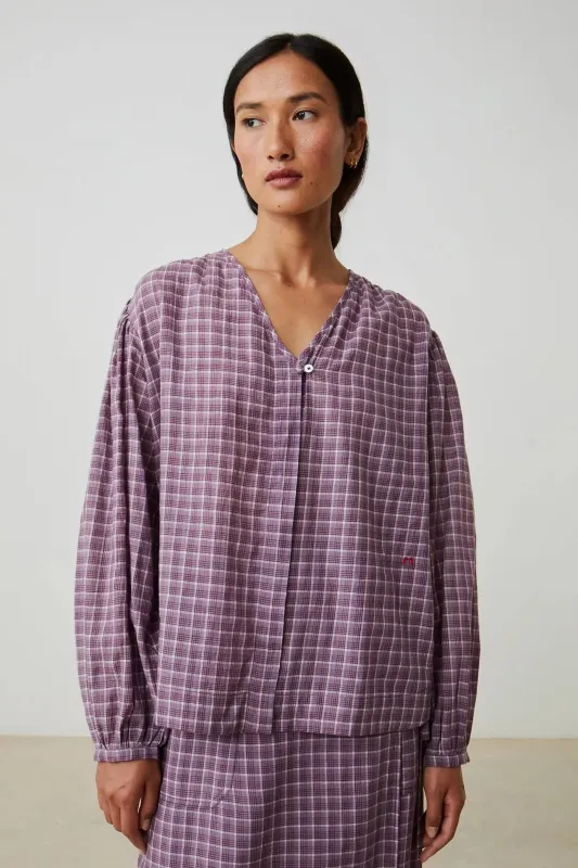 Blouse Emma N°809 Messager Checks Amethyst made by Moismont