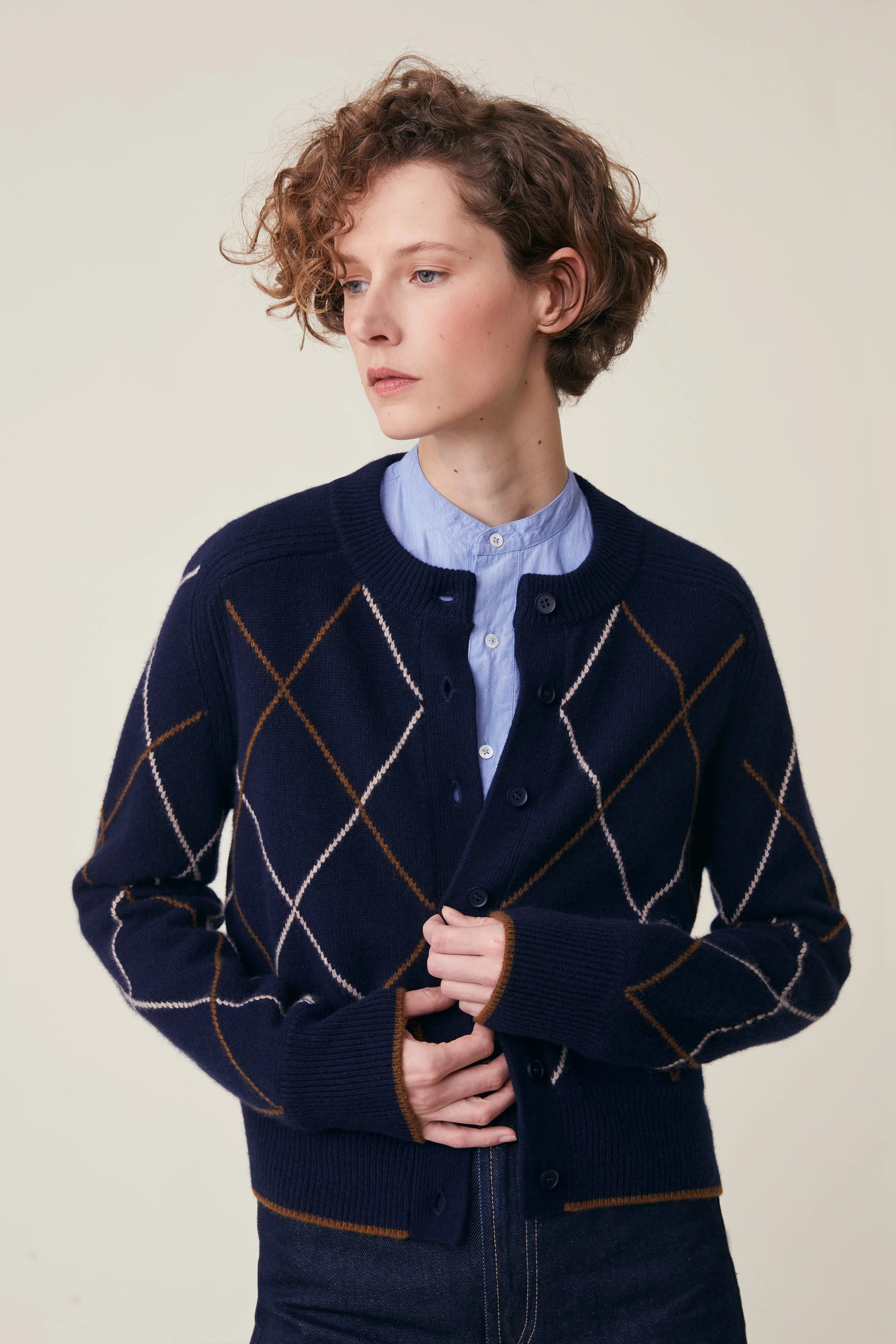 Gilet Auguste N°233 Arlequin Magic Blue sold by Moismont
