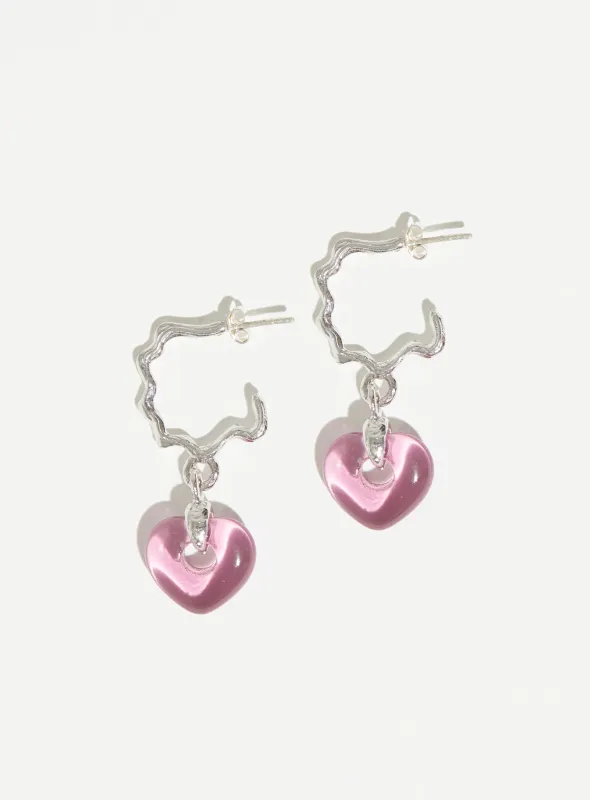 Juicy Wavy Hoops - Lavender Hearts sold by PAR ICI