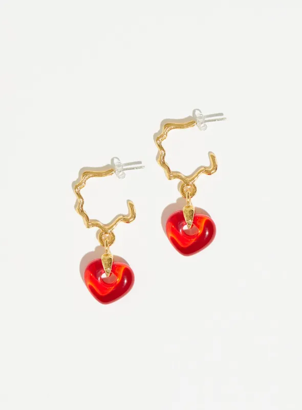 Juicy Wavy Hoops - Red Heart made by PAR ICI