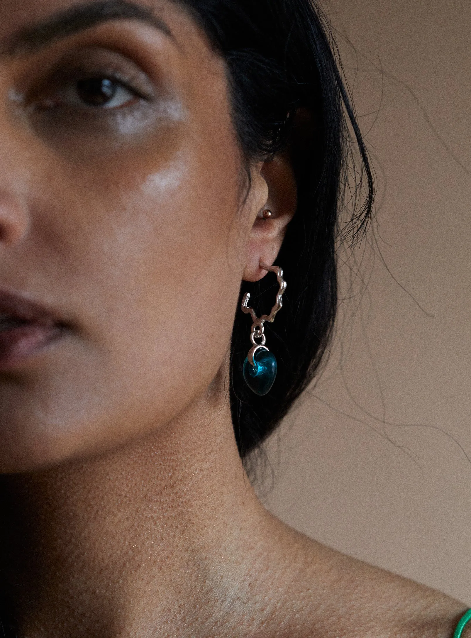 Juicy Wavy Hoops - Cyan Heart sold by PAR ICI product image thumbnail 2