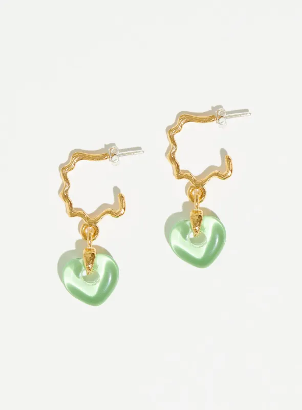 Juicy Wavy Hoops - Mint Heart made by PAR ICI