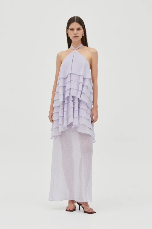 GAIA TIERED MAXI DRESS | LILAC SPOT made by Third Form