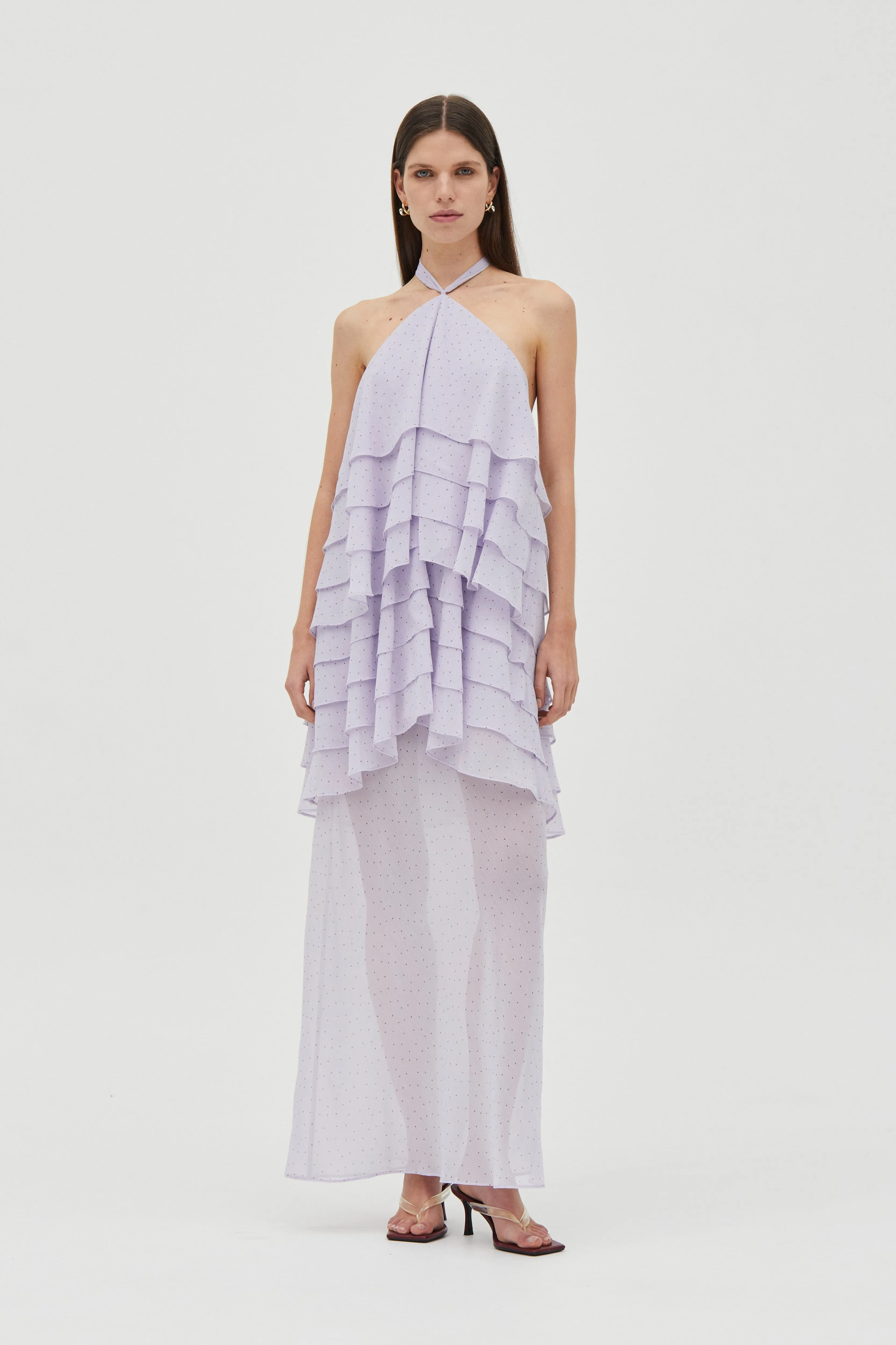 GAIA TIERED MAXI DRESS | LILAC SPOT sold by Third Form