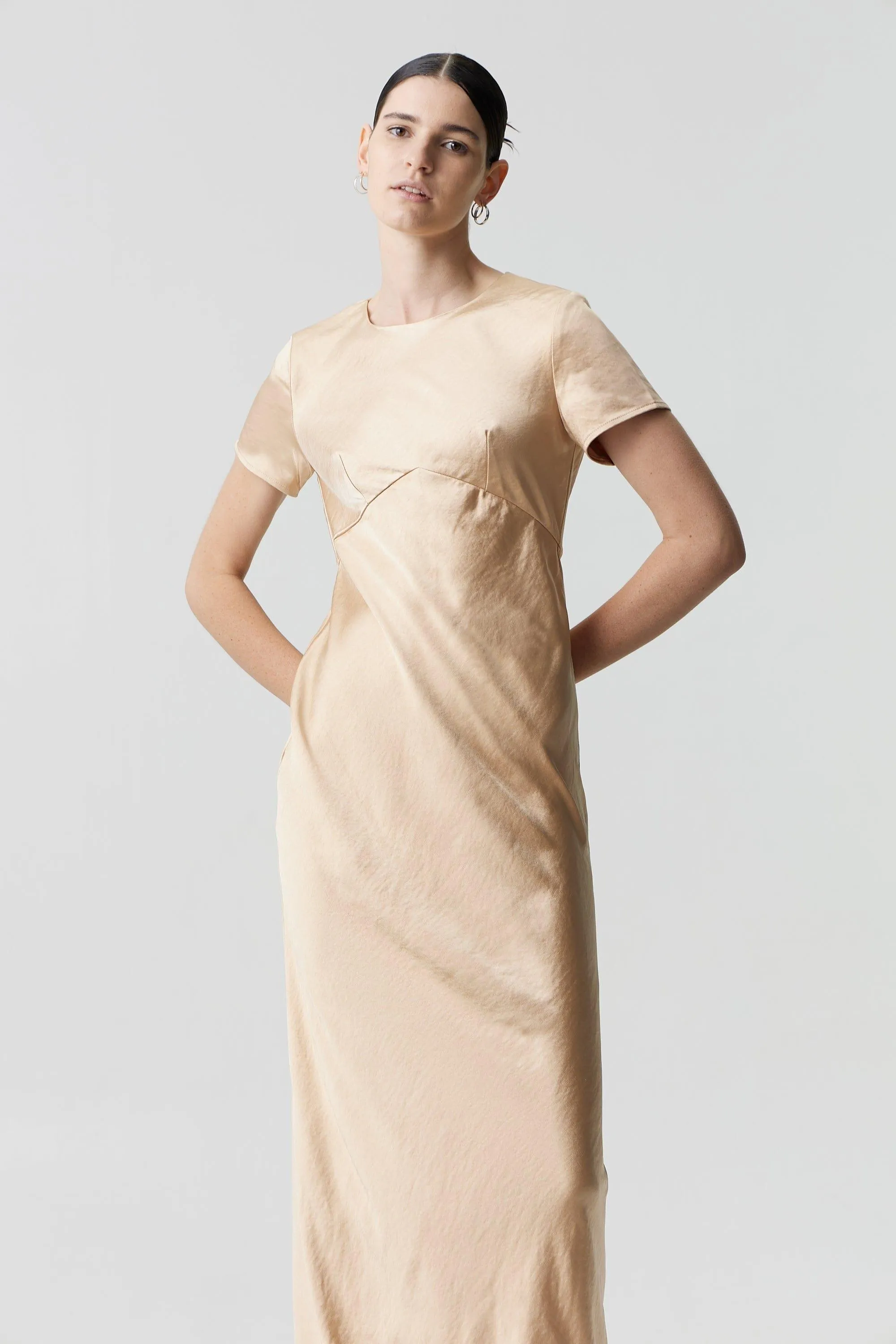 SATIN BIAS MAXI TEE DRESS | SAND sold by Third Form product image thumbnail 2