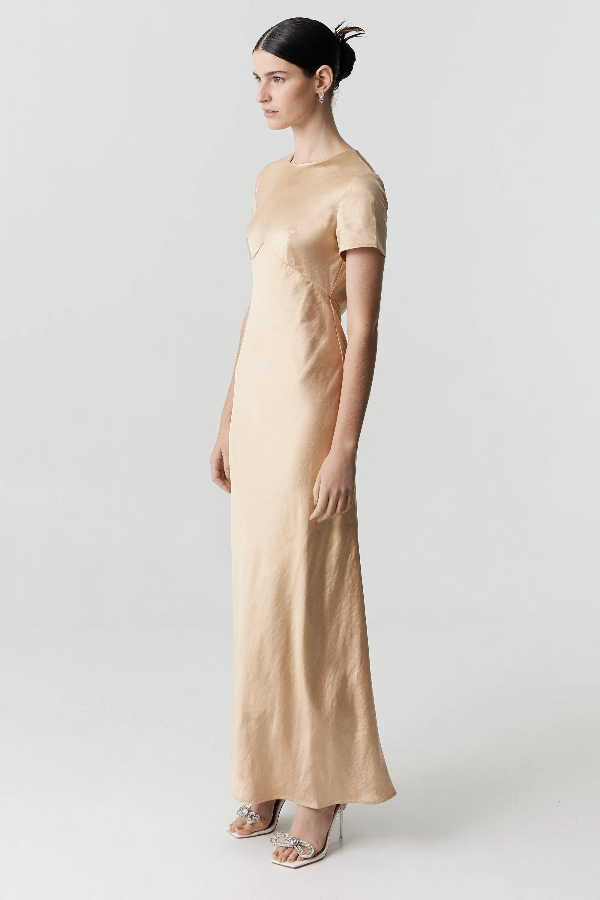 SATIN BIAS MAXI TEE DRESS | SAND sold by Third Form product image thumbnail 3