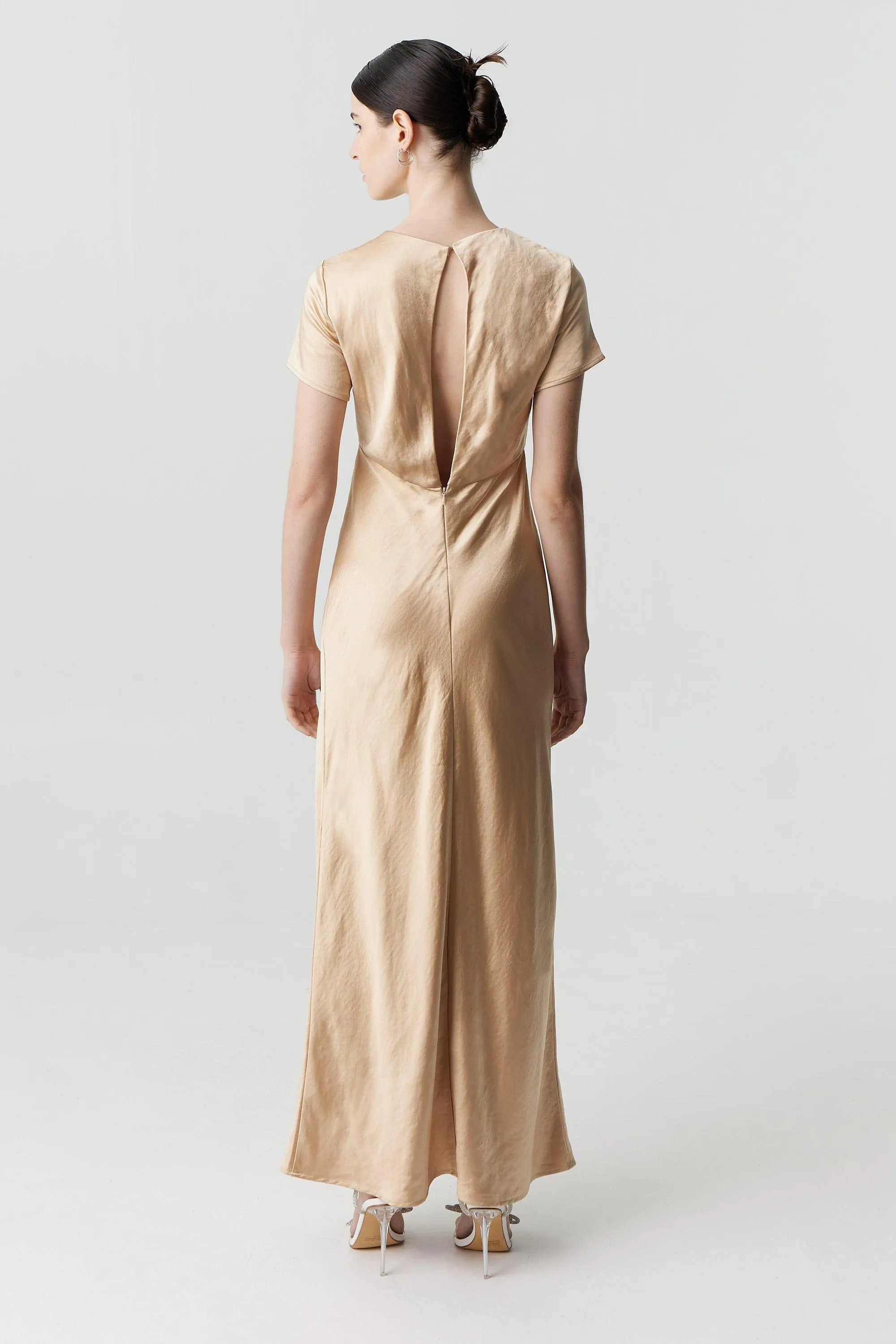SATIN BIAS MAXI TEE DRESS | SAND sold by Third Form product image thumbnail 4