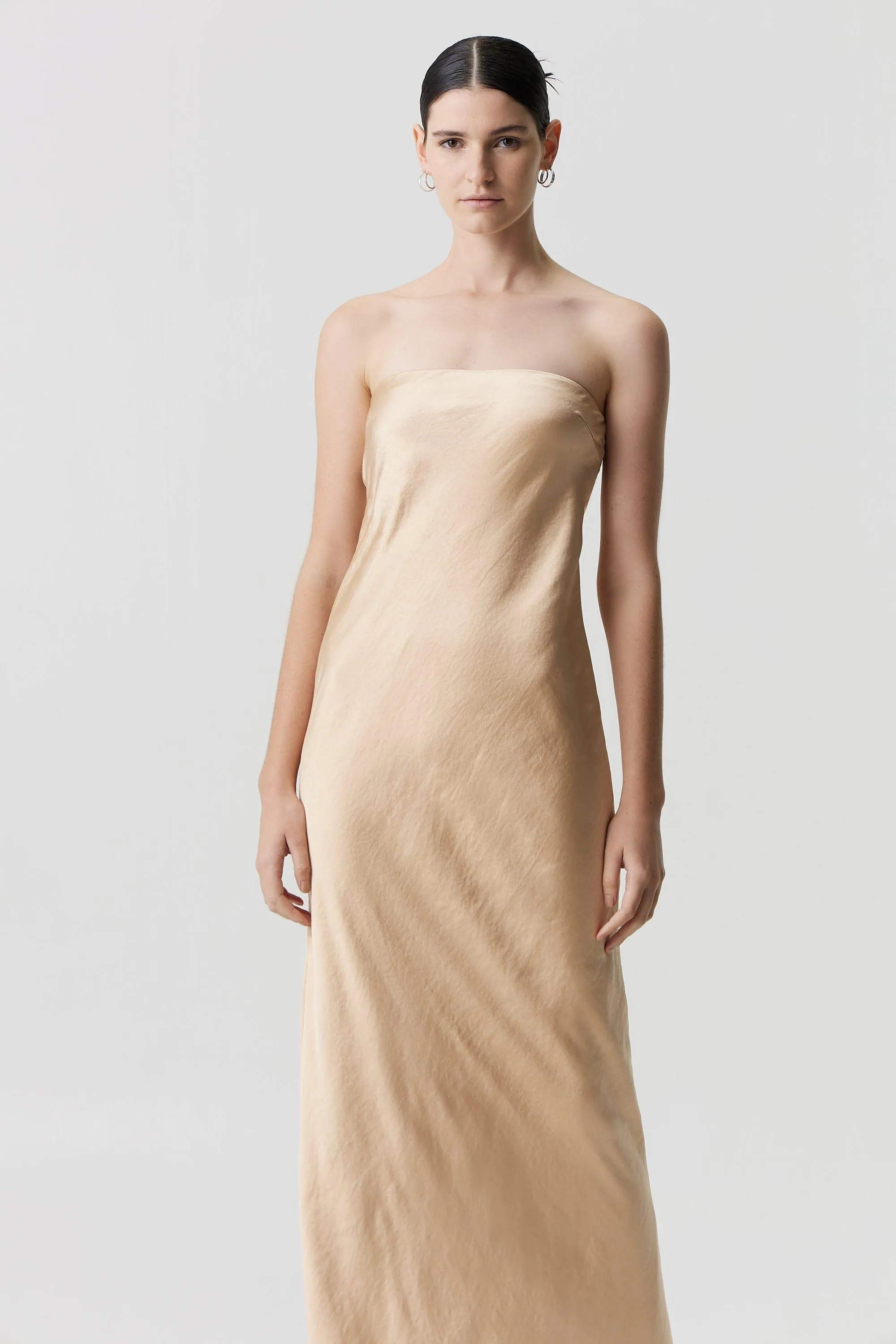 SATIN TIE BACK STRAPLESS MAXI | SAND sold by Third Form product image thumbnail 5