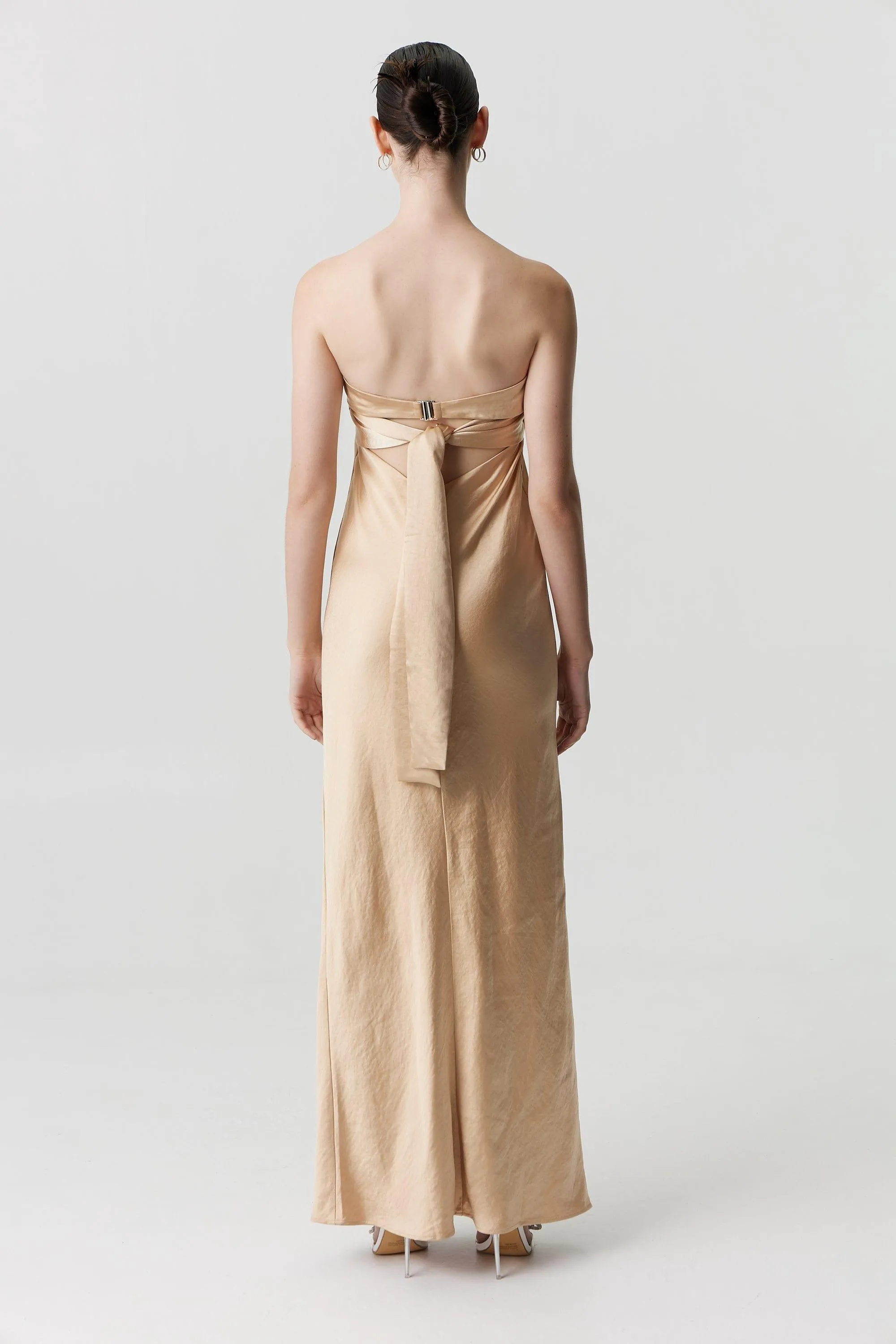SATIN TIE BACK STRAPLESS MAXI | SAND sold by Third Form product image thumbnail 3