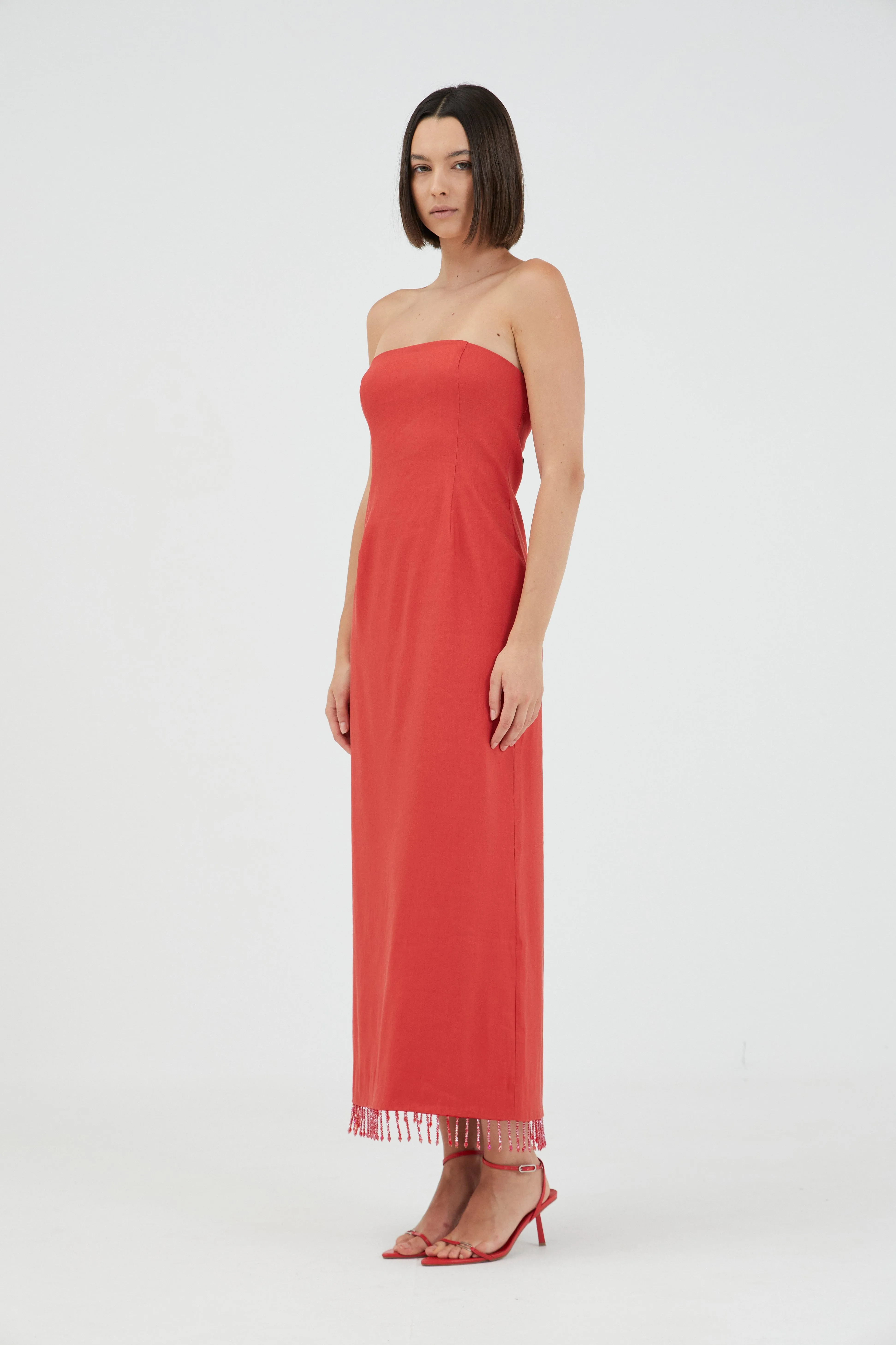 FLAME LINEN STRAPLESS DRESS | GRENADINE sold by Third Form product image thumbnail 3