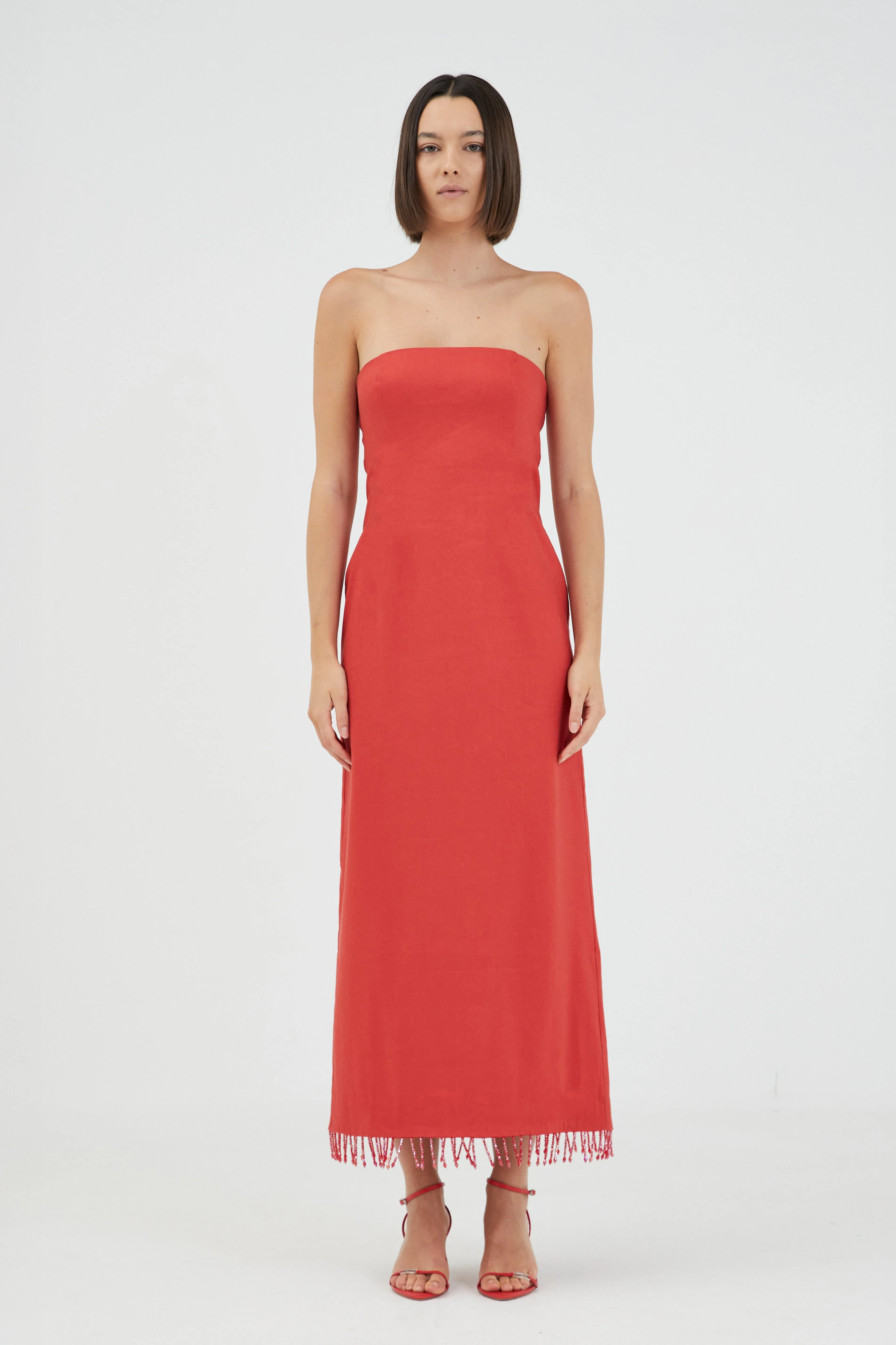 FLAME LINEN STRAPLESS DRESS | GRENADINE sold by Third Form