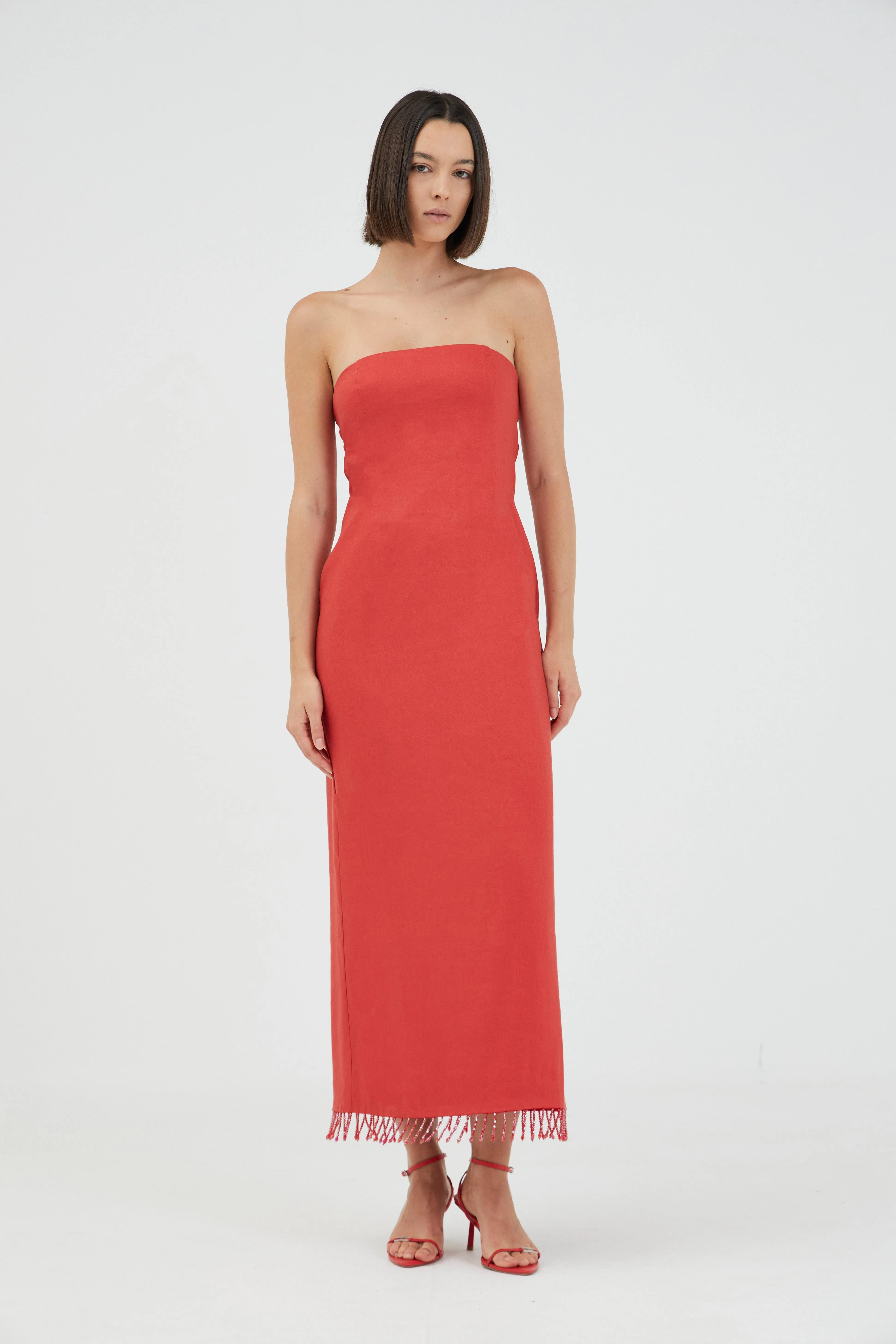 FLAME LINEN STRAPLESS DRESS | GRENADINE sold by Third Form product image thumbnail 2