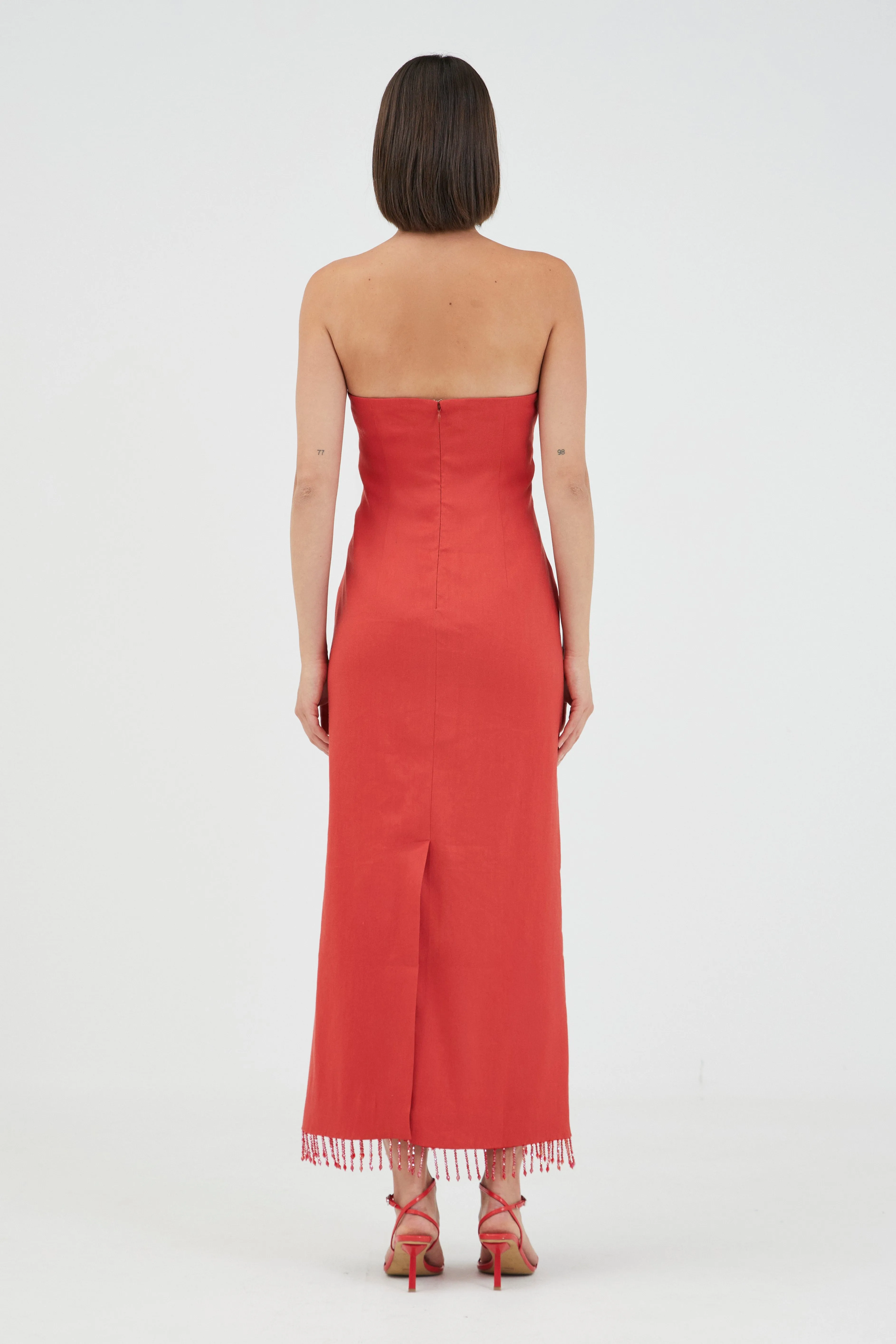 FLAME LINEN STRAPLESS DRESS | GRENADINE sold by Third Form product image thumbnail 5