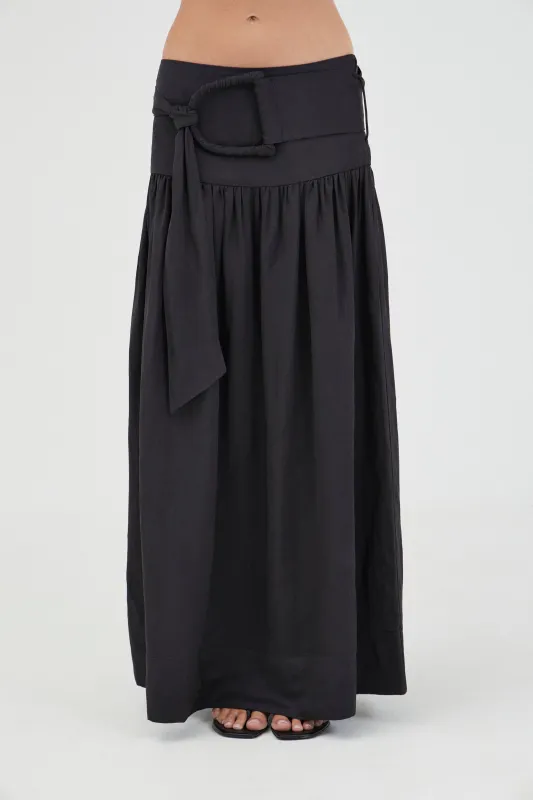 ELYSIAN BELTED MAXI SKIRT | BLACK sold by Third Form