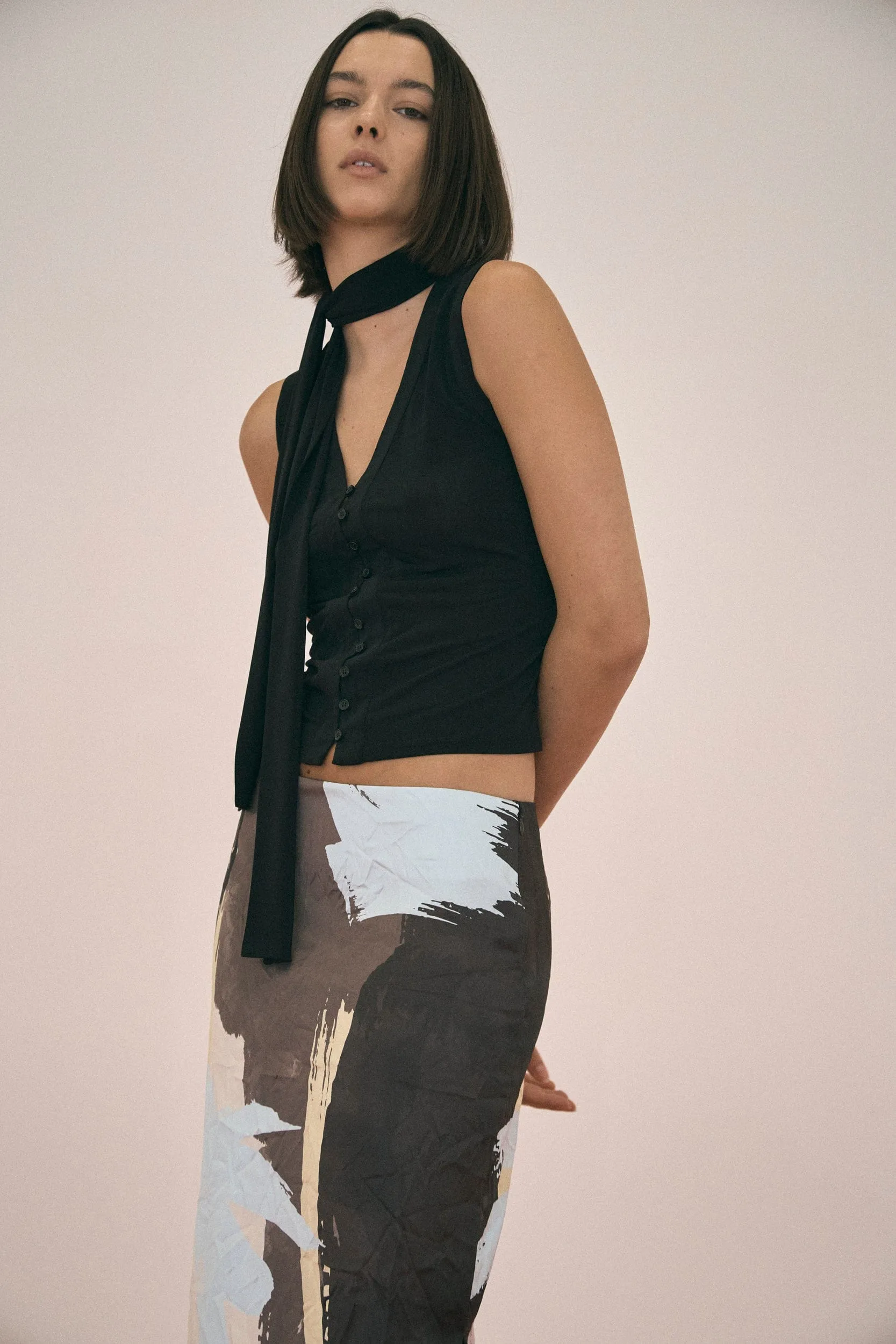 AURA BUTTON UP TANK TOP | BLACK sold by Third Form product image thumbnail 2