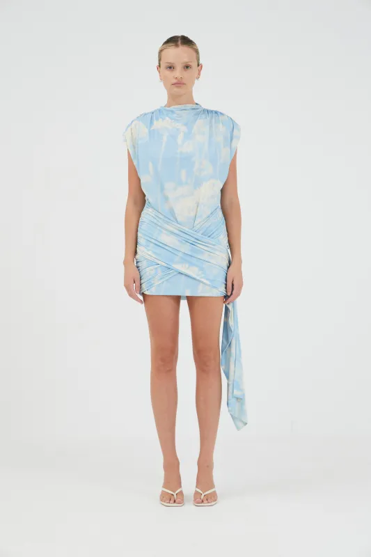 AURA DRAPED MINI DRESS | FLORAL ILLUSION made by Third Form