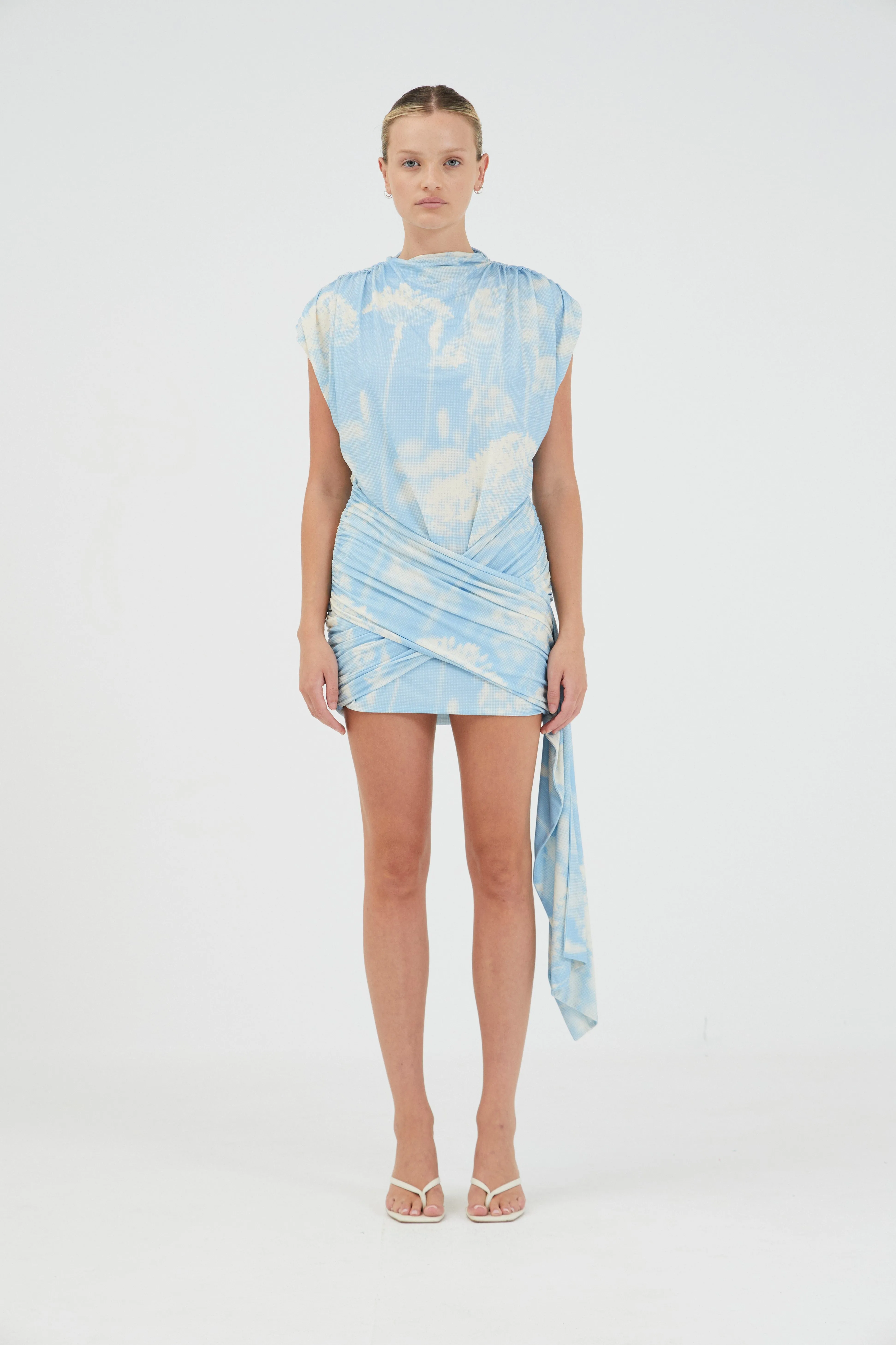 AURA DRAPED MINI DRESS | FLORAL ILLUSION sold by Third Form