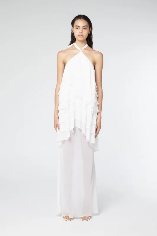GAIA TIERED MAXI DRESS | WHITE made by Third Form