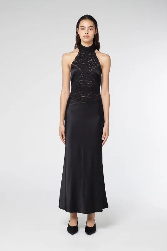 SERENADE LACE HALTER MAXI | BLACK sold by Third Form