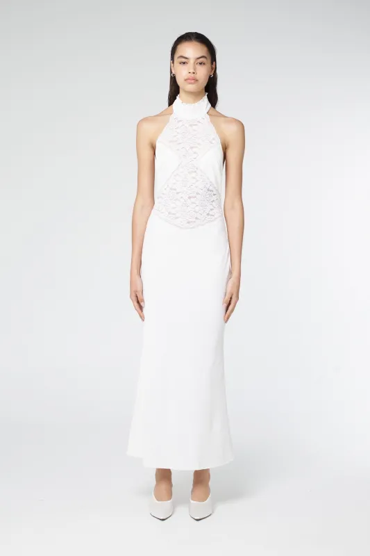 SERENADE LACE HALTER MAXI | GARDENIA sold by Third Form