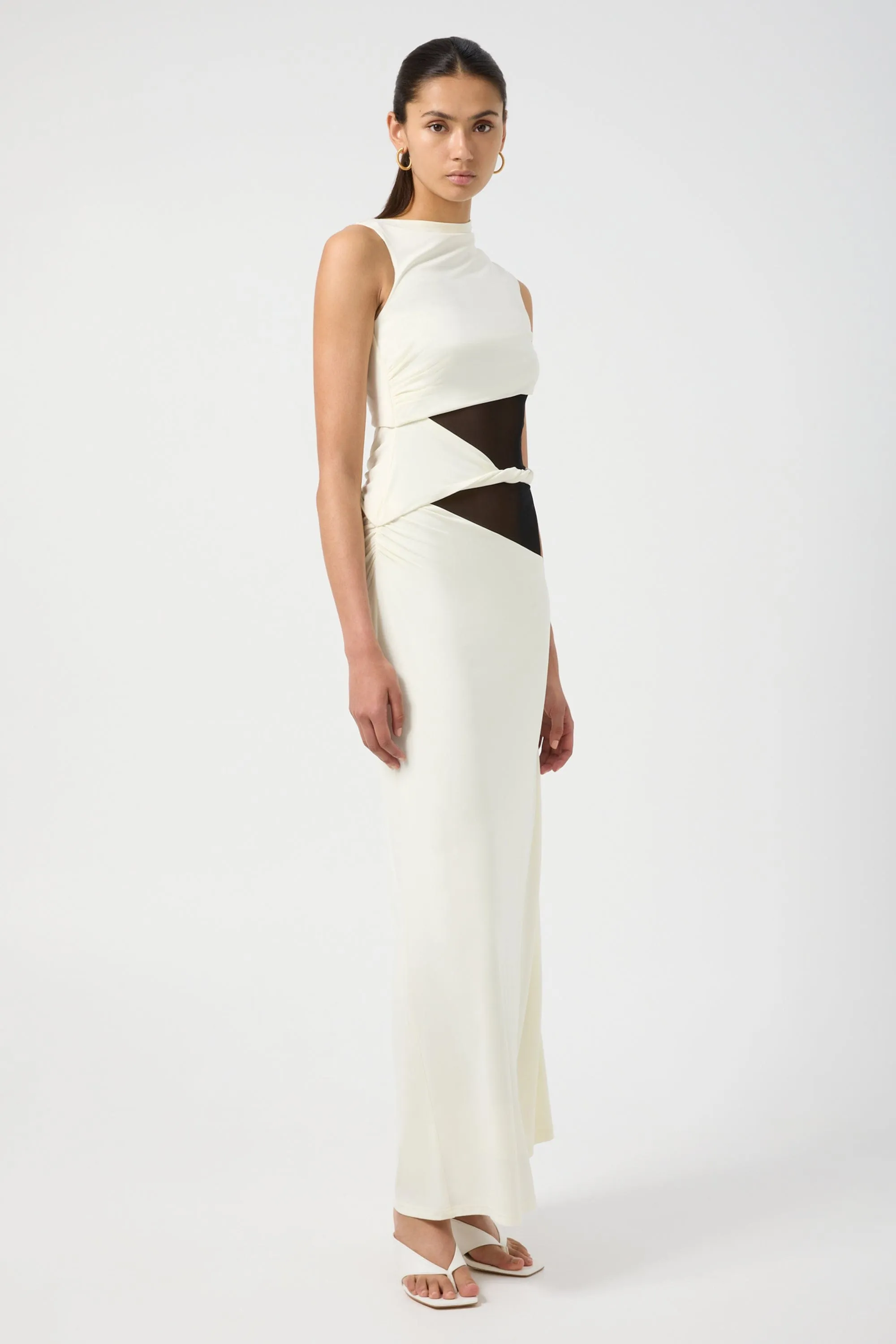 INTERWEAVE DRAPE MAXI DRESS | CREAM & BLACK sold by Third Form product image thumbnail 3