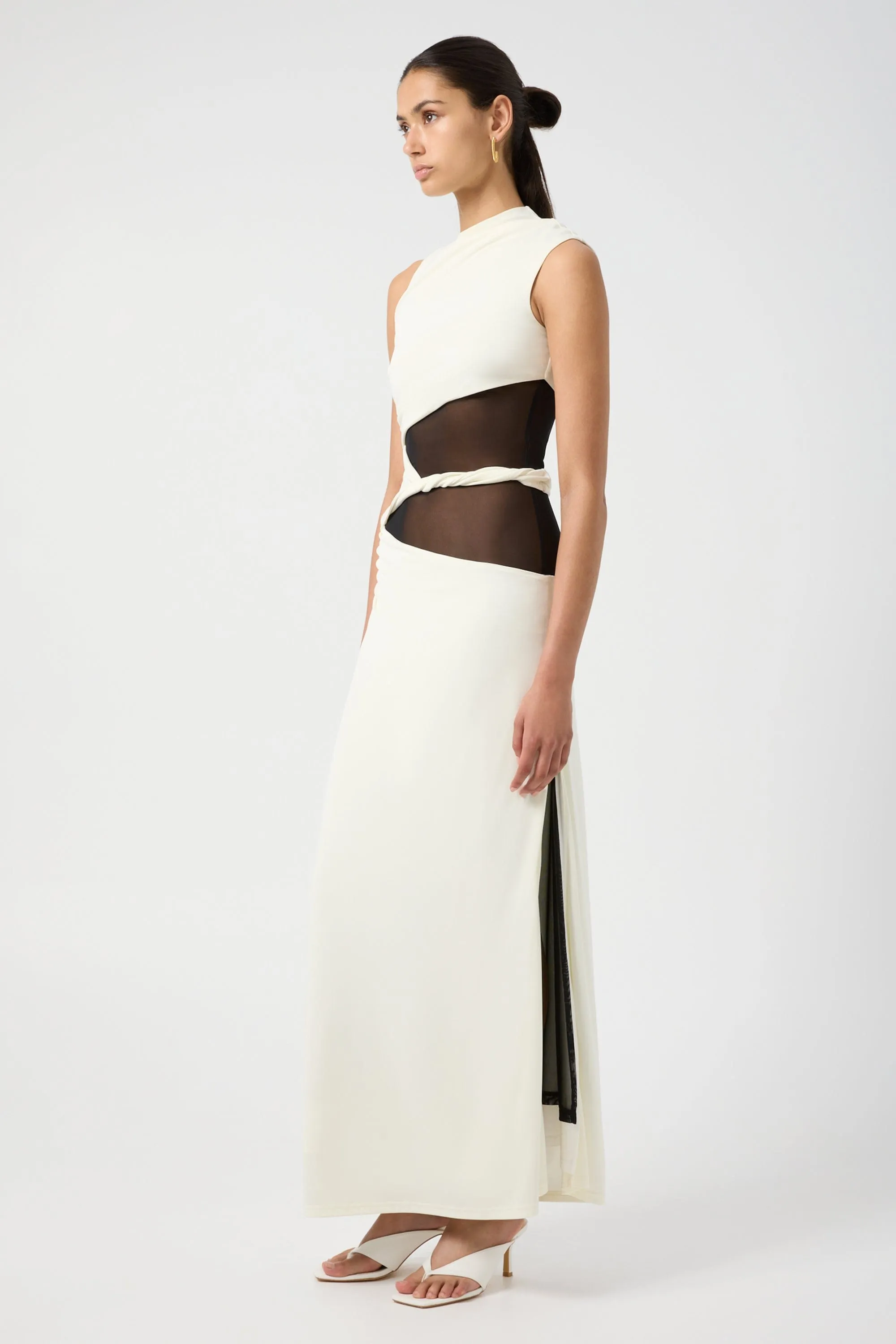 INTERWEAVE DRAPE MAXI DRESS | CREAM & BLACK sold by Third Form product image thumbnail 5