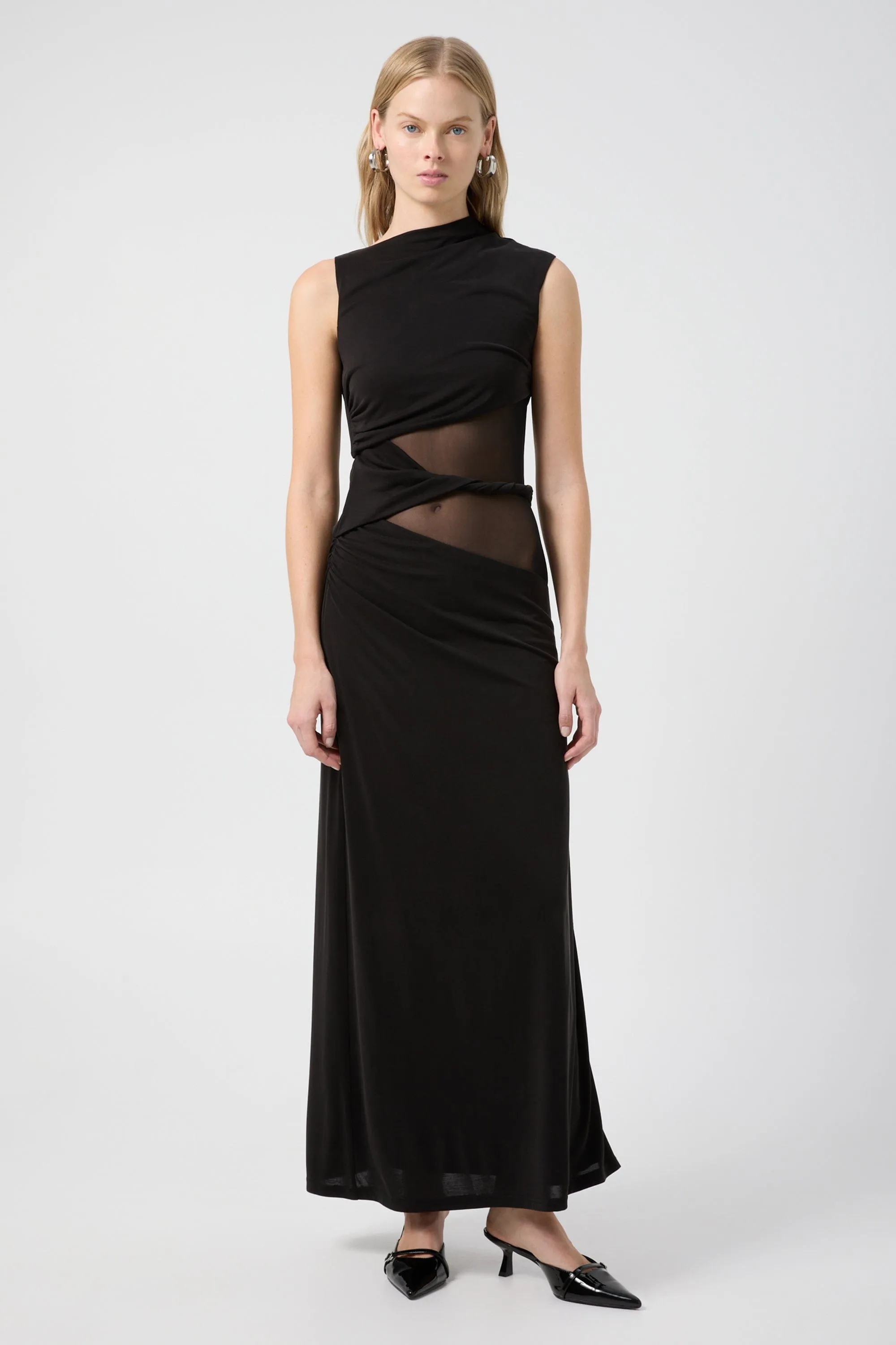 INTERWEAVE DRAPE MAXI DRESS | BLACK sold by Third Form